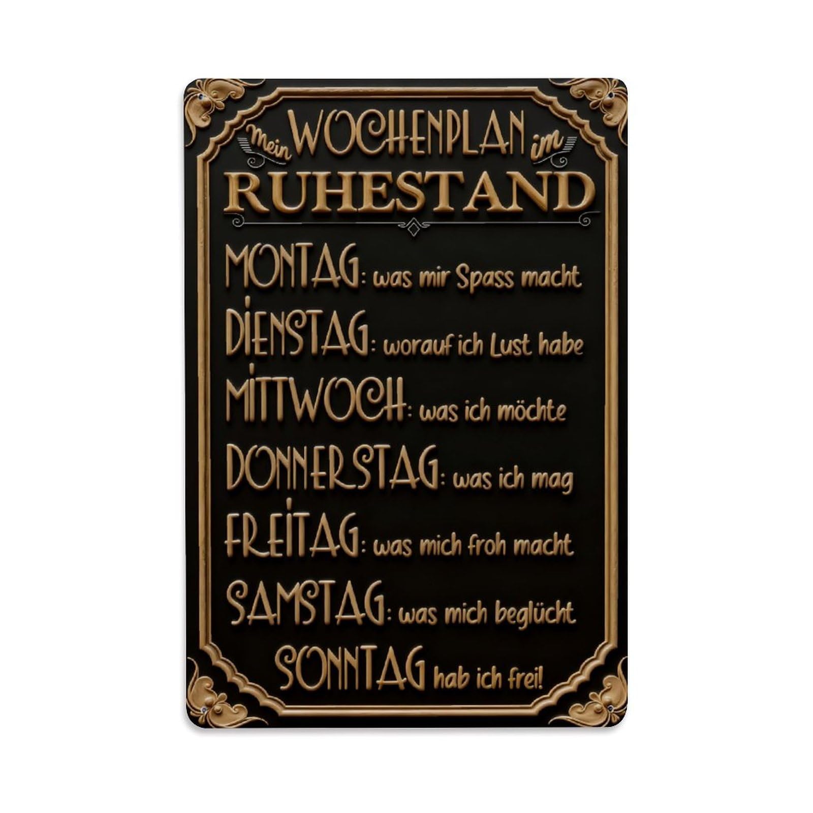 My Weekly Plan In Retirement Vintage Metal Tin Sign Retro Wall Decor, Bar Garage Cafe Kitchen Home Wall Art Poster Decoration 8x12inches