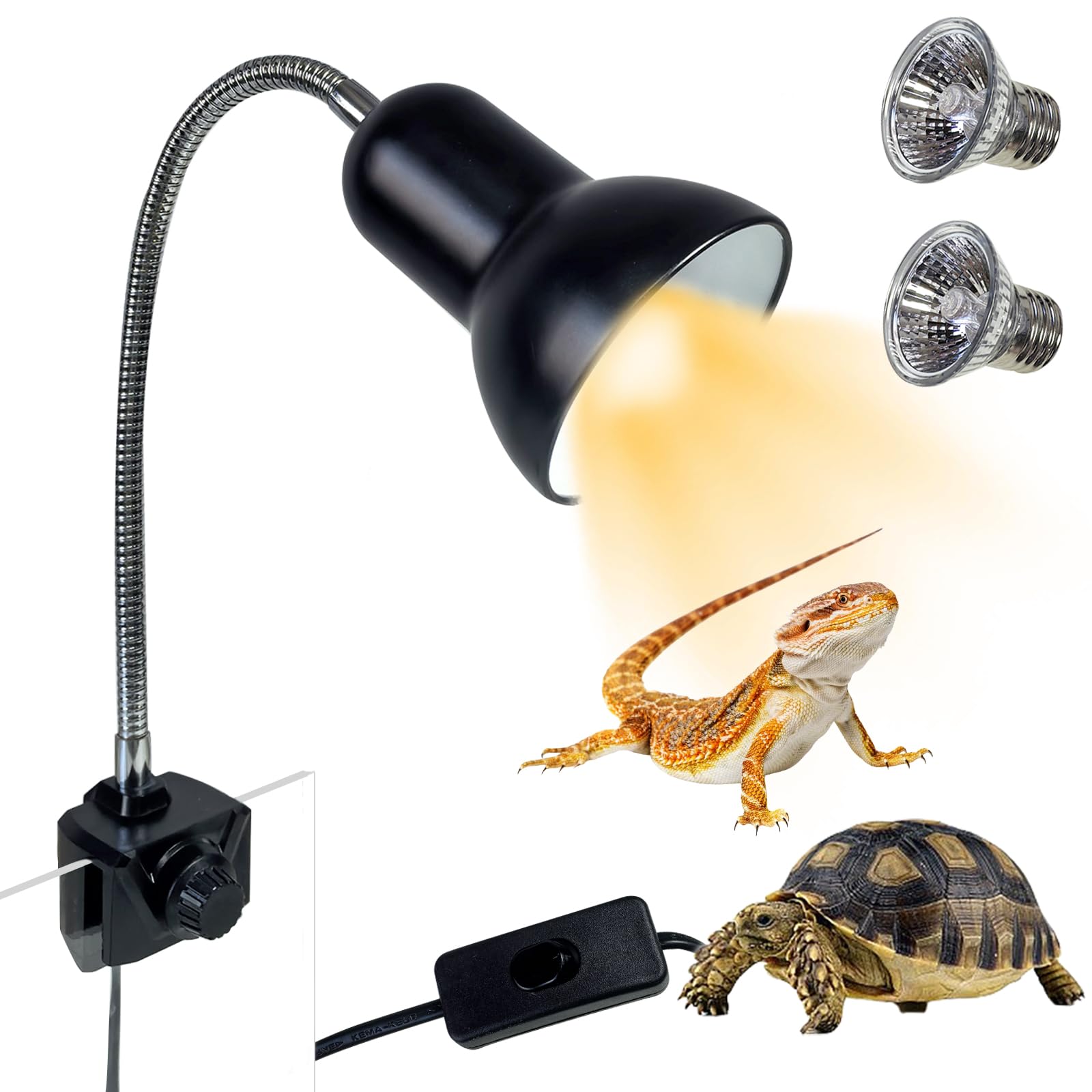 BNOSDM Reptile Heat Lamp, UVA UVB Reptile Light Bulb 25W & 50W Basking Light with 360&deg; Rotatable, Tortoise Heat Lamp for Turtle Lizard Snake Chick Cockatoo