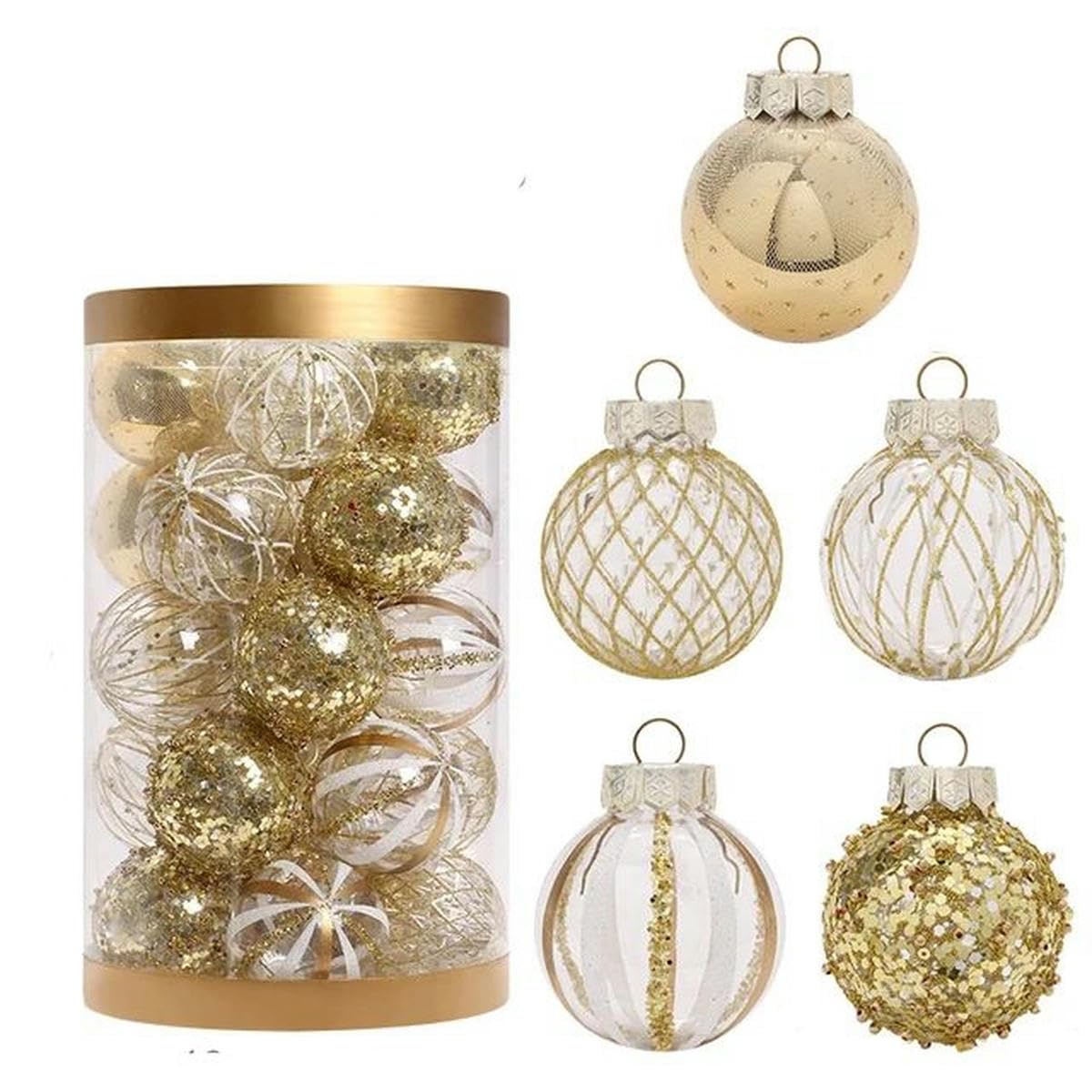 25/65 Stück rosa Weihnachtskugeln Weihnachtsbaum Dekoration Kugeln bemalt Weihnachten Zuhause Urlaub hängende Kugeln Ornamente-25 Stück-03-6 cm