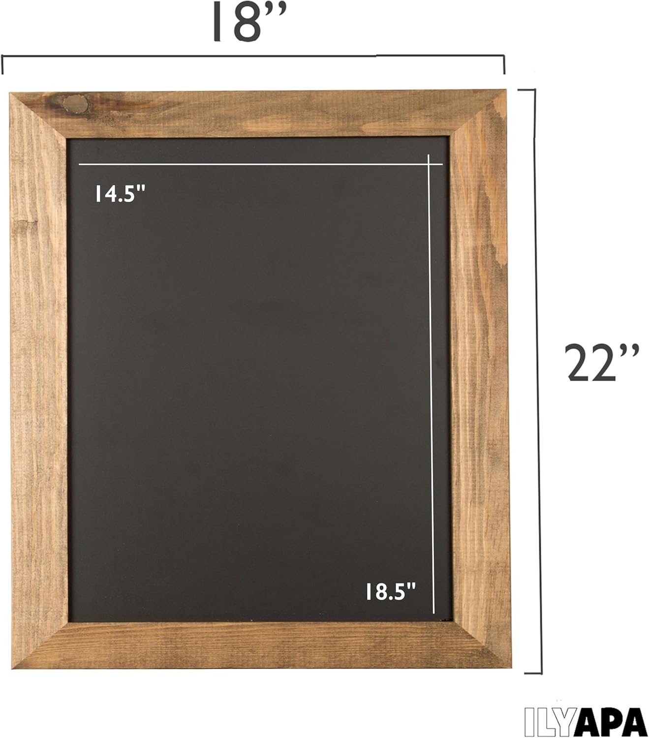 Ilyapa Rustic Wooden Magnetic Kitchen Chalkboard Sign - 18x22 Inch Brown Framed Wall Hanging Chalk Board for Farmhouse Decor, Wedding, Restaurant Menu