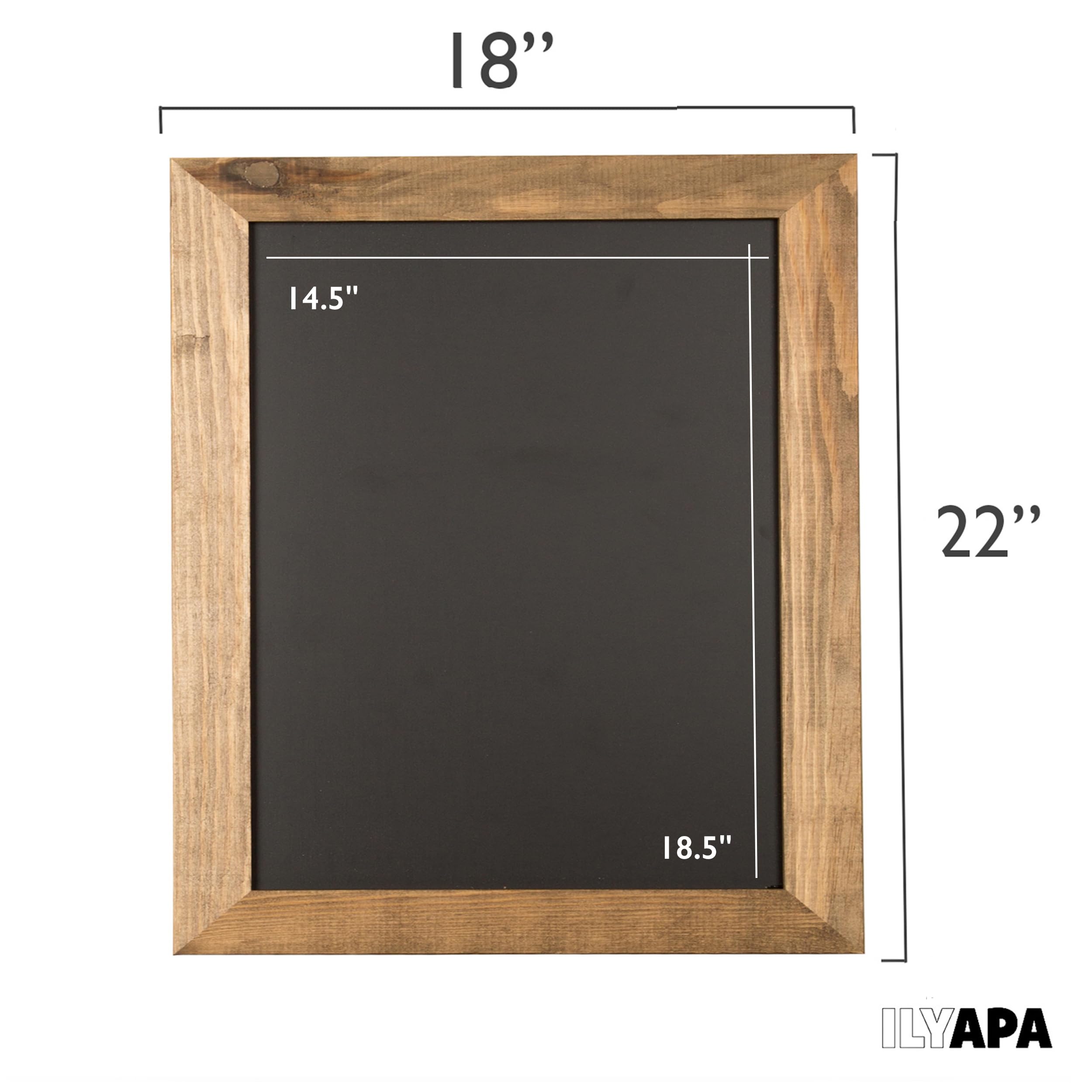Placa de pizarra magnética de madera rústica para cocina, 45,7 x 55,8 cm, marco de color marrón para colgar en la pared, para decoración de granjas, bodas, restaurantes y hogar