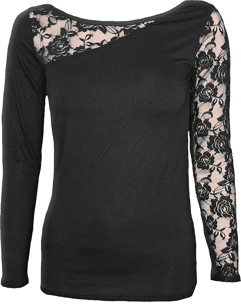 Spiral Women's F439 - Long Sleeve Top, Black, L UK