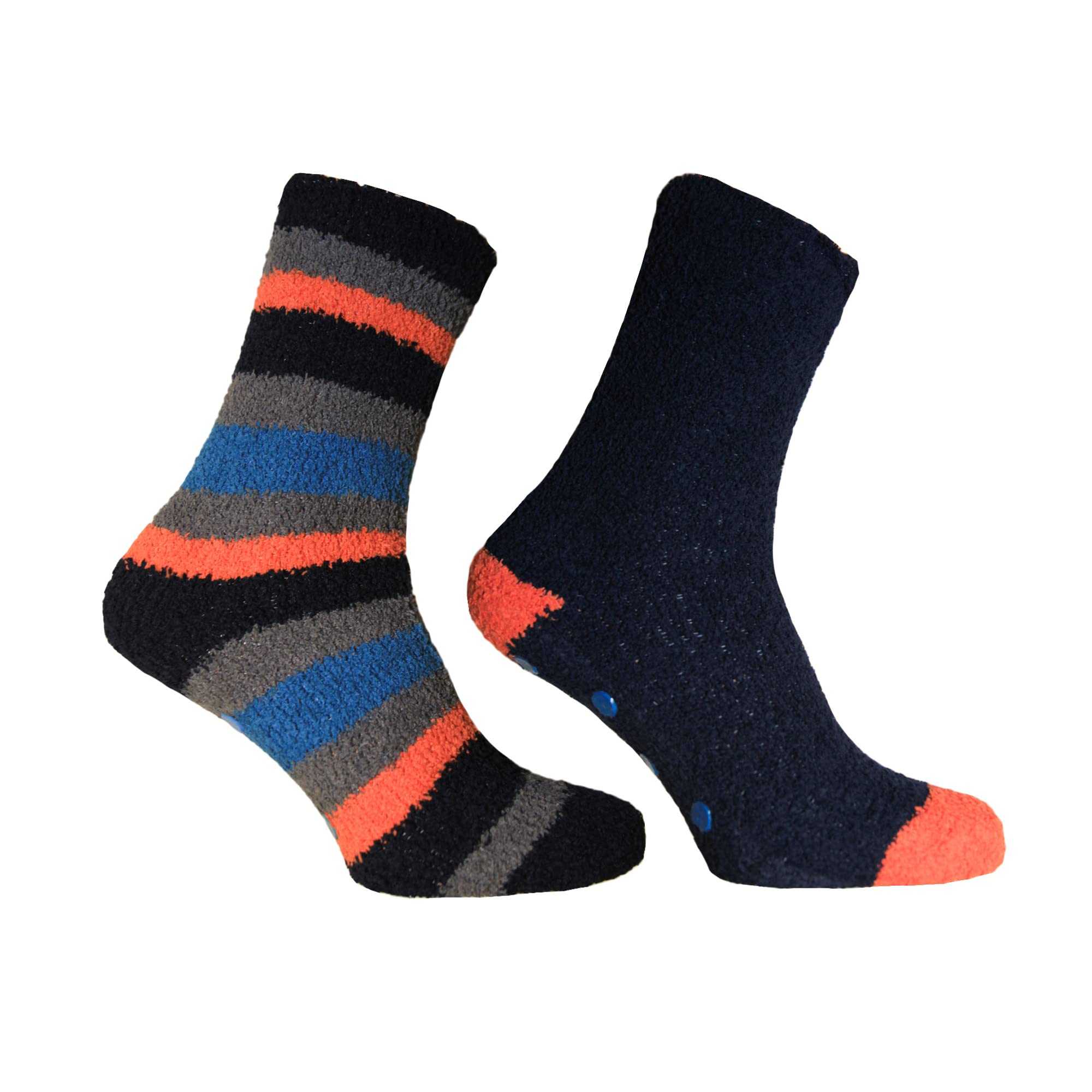 Pierre Roche Mens Premium Quality Lounge Socks (Pack Of 2) (UK 6-11) (Navy/Orange)