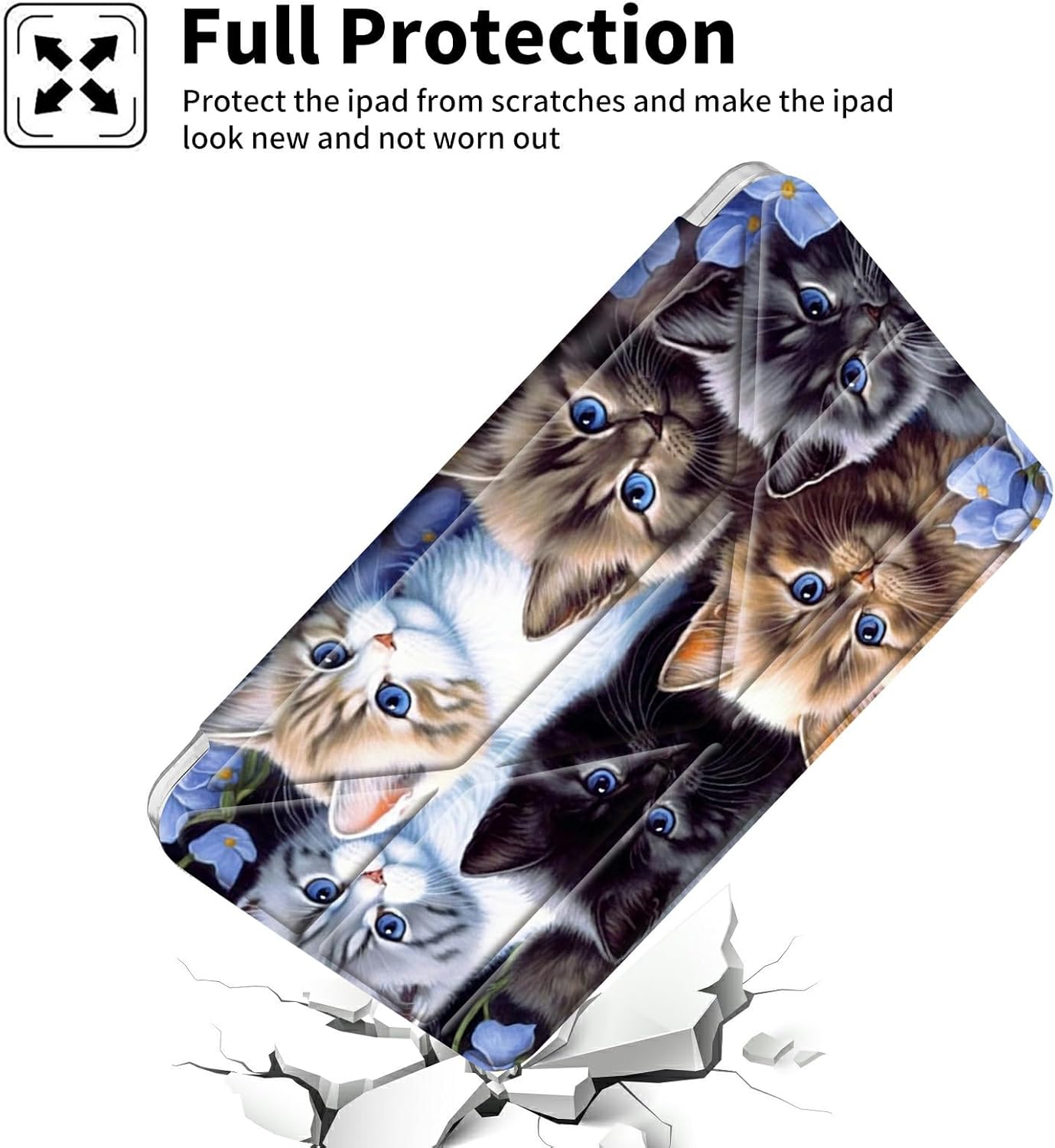 Clear Case for iPad (A16) 11th Generation 11" 2025/iPad 10th Generation 10.9" 2022 with Pencil Holder Folding Y Shape Stand Designed Cover,Auto Wake/Sleep,Cute Cat