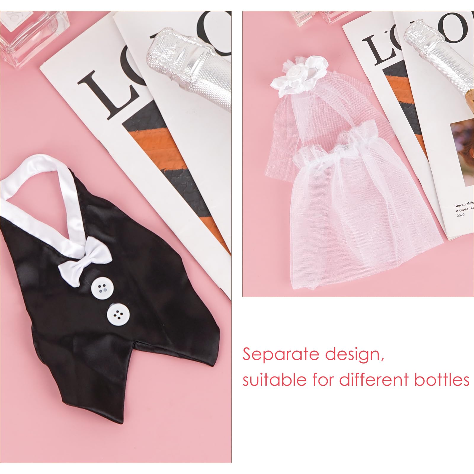 Htppzjr 1 Set Bride And Groom Wine Bottle Covers- Wine Bottle Dress-up For Weddings Wedding Gifts For The Couple Fun Wine Bottle Covers Wedding Centerpieces Decorations
