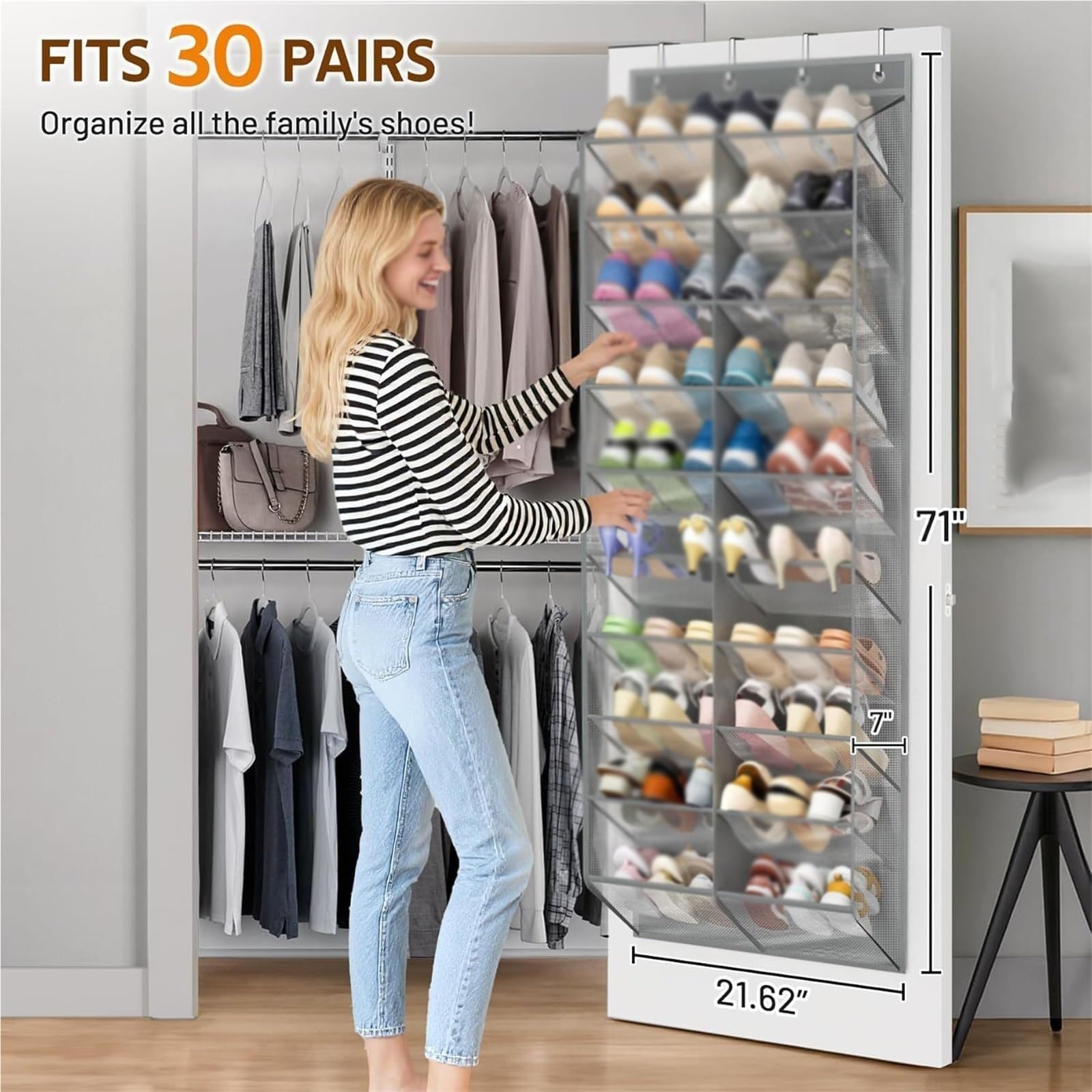 Organizador de Zapatos sobre la Puerta, Estante for Almacenamiento de Zapatos Colgante de 10 Niveles, Soporte for Zapatos Colgante