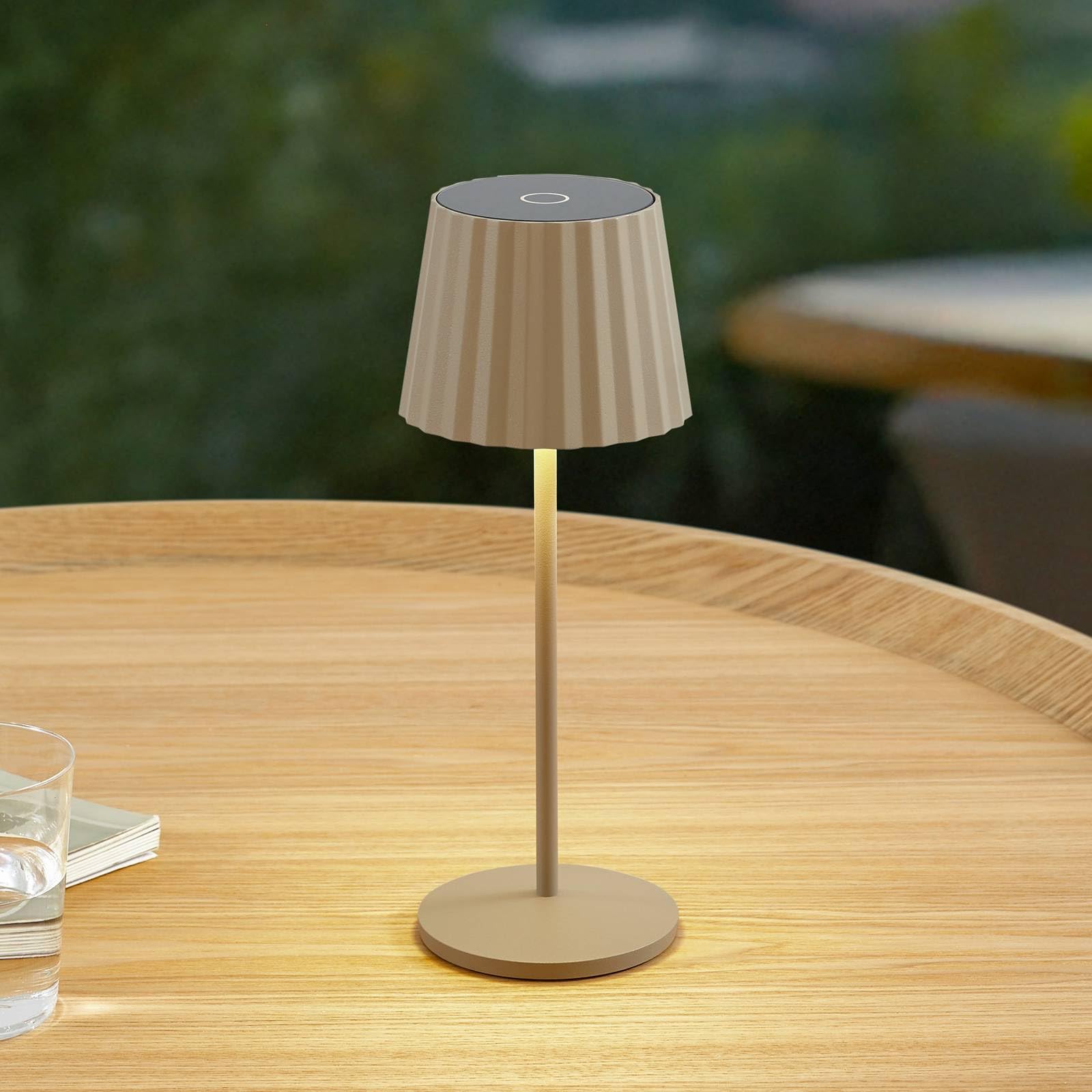 Lindby Lámpara de mesa LED regulable con batería inalámbrica con sensor táctil, lámpara de mesa portátil recargable para interior y exterior, lámpara de mesa LED exterior IP54, lámpara de batería para