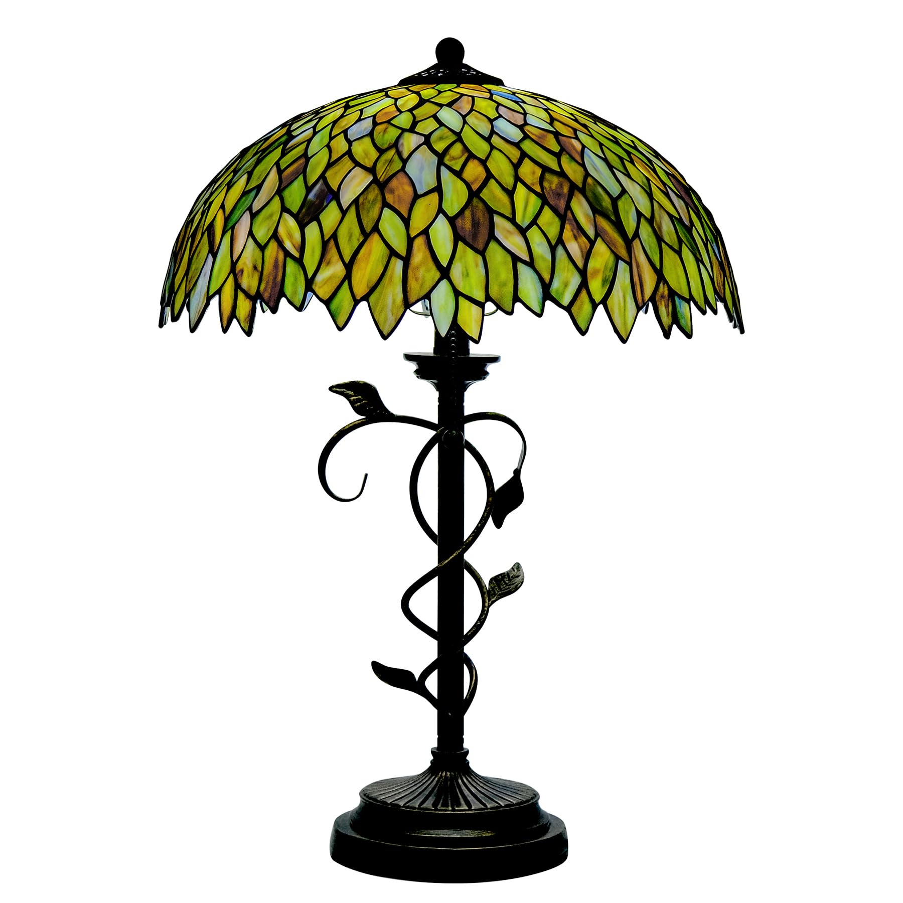 GILGGAK Tiffany Style Table Lamp Vintage Stained Glass Desk Lamp Mable Gradient Green Wisteria Bedside Reading Light Decor Bedroom Living Room Home