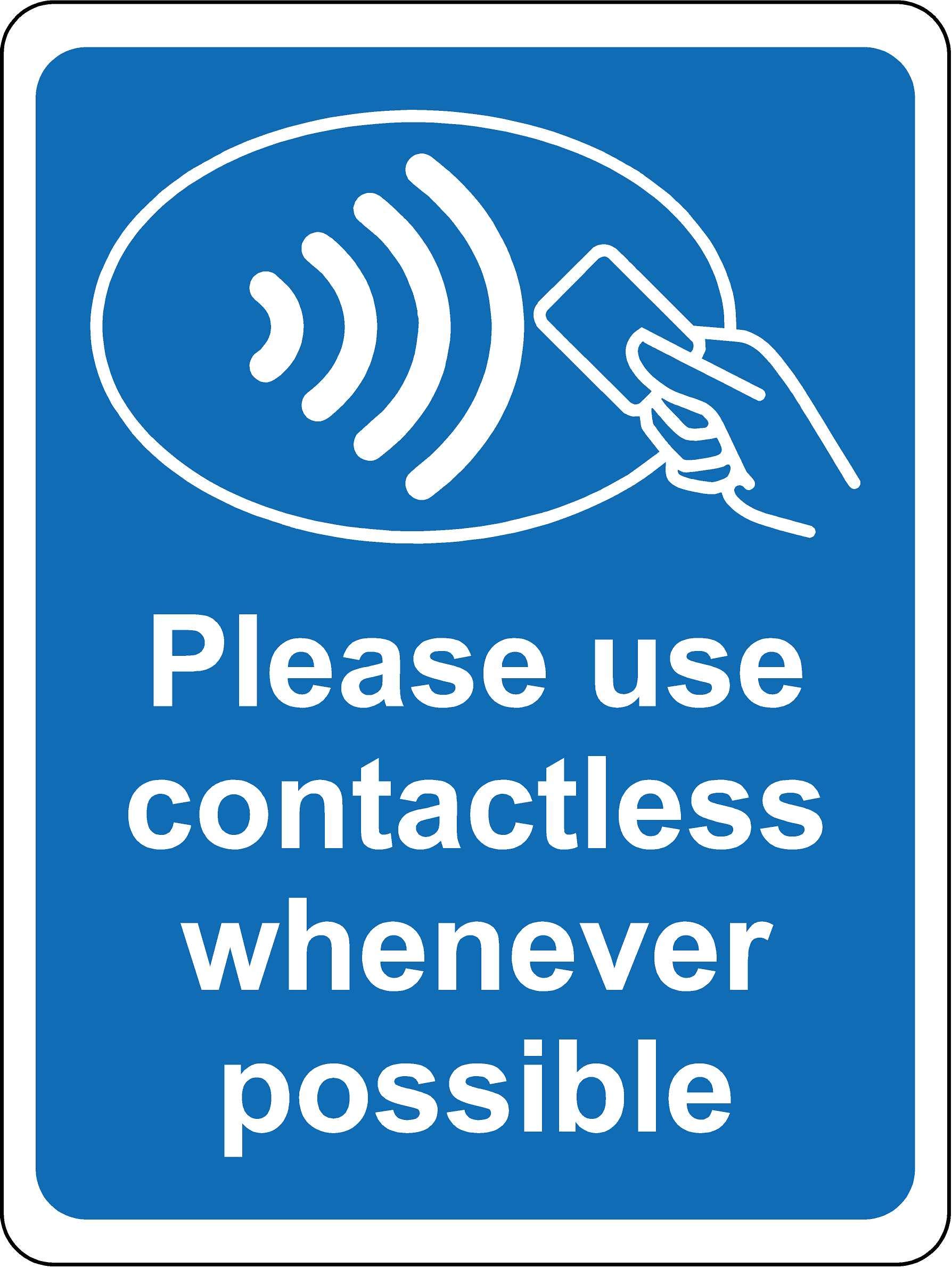 Kpcm Display Ltd Please Use Contactless Whenever Possible Safety Sign - Self Adhesive Sticker 200Mm X 150Mm