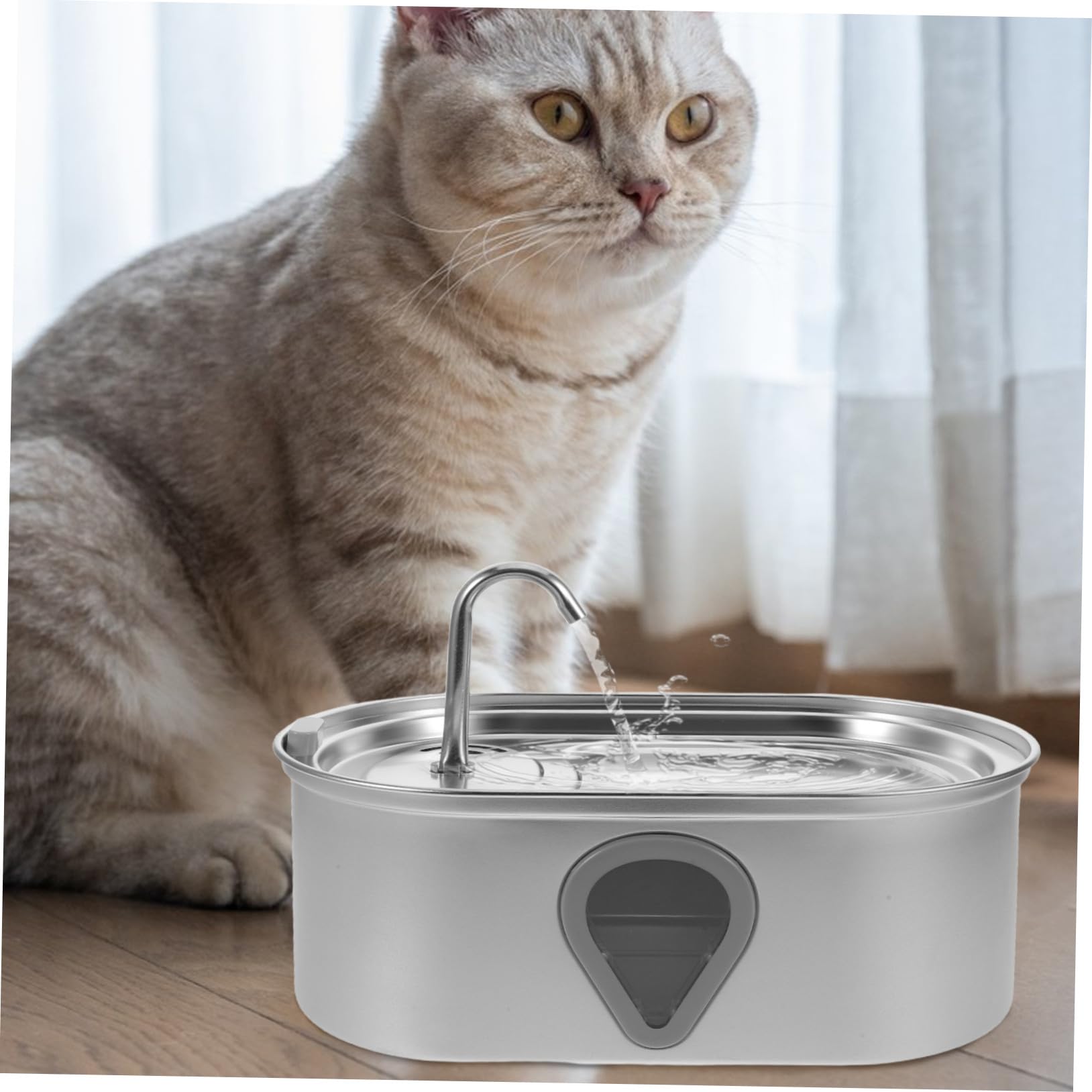 VANZACK Fuente De Agua Automática para Mascotas De Acero Inoxidable De Bebedero Automático Dispensador De Agua para Gatos y Perros Pequeños