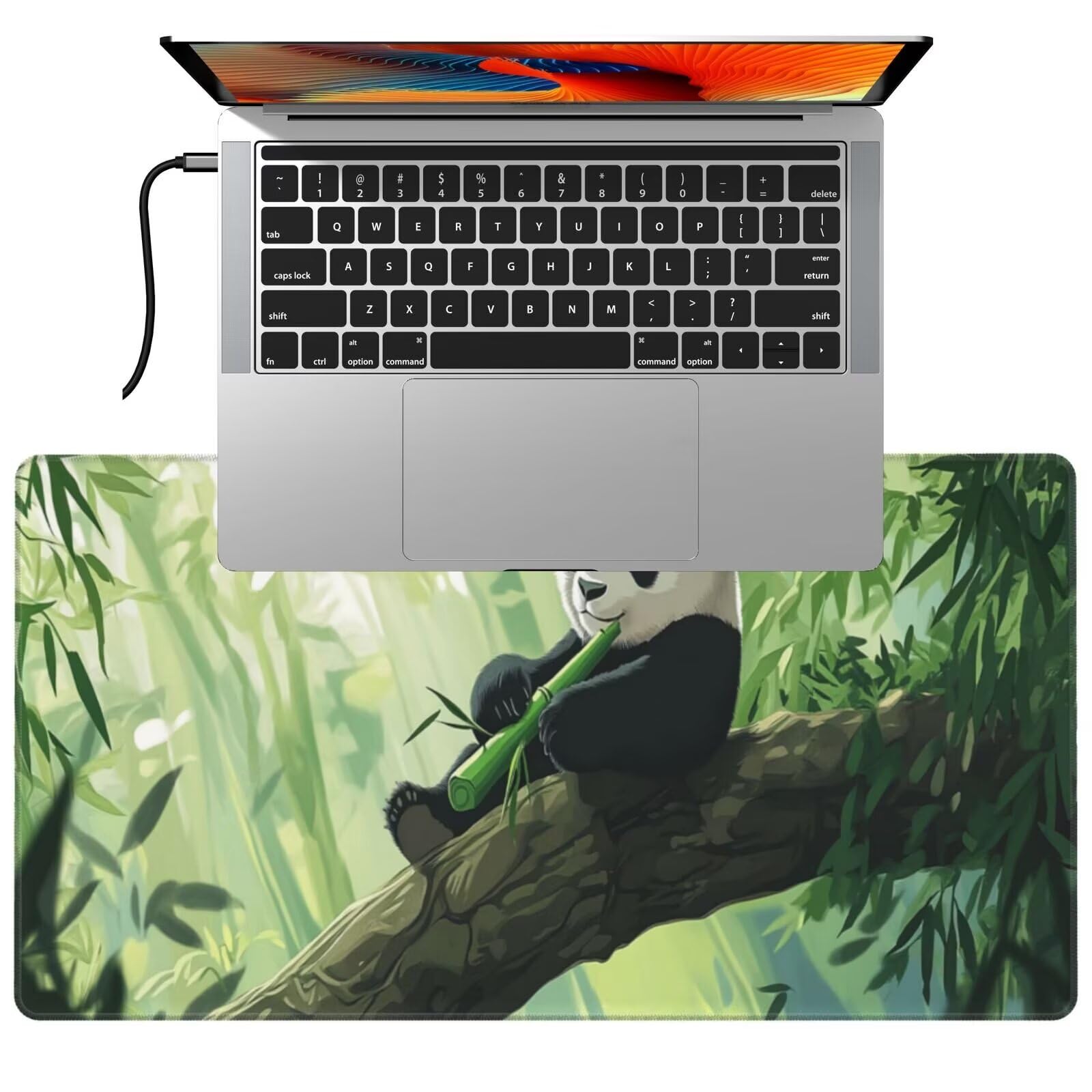 Tappetino Mouse animale Panda gigante tappetino mouse xxl gaming 1500x800x3mm Grande Tappetino per mouse waterproof，superficie prova di versamento e base antiscivolo，casa Ufficio scrivania Decor I36