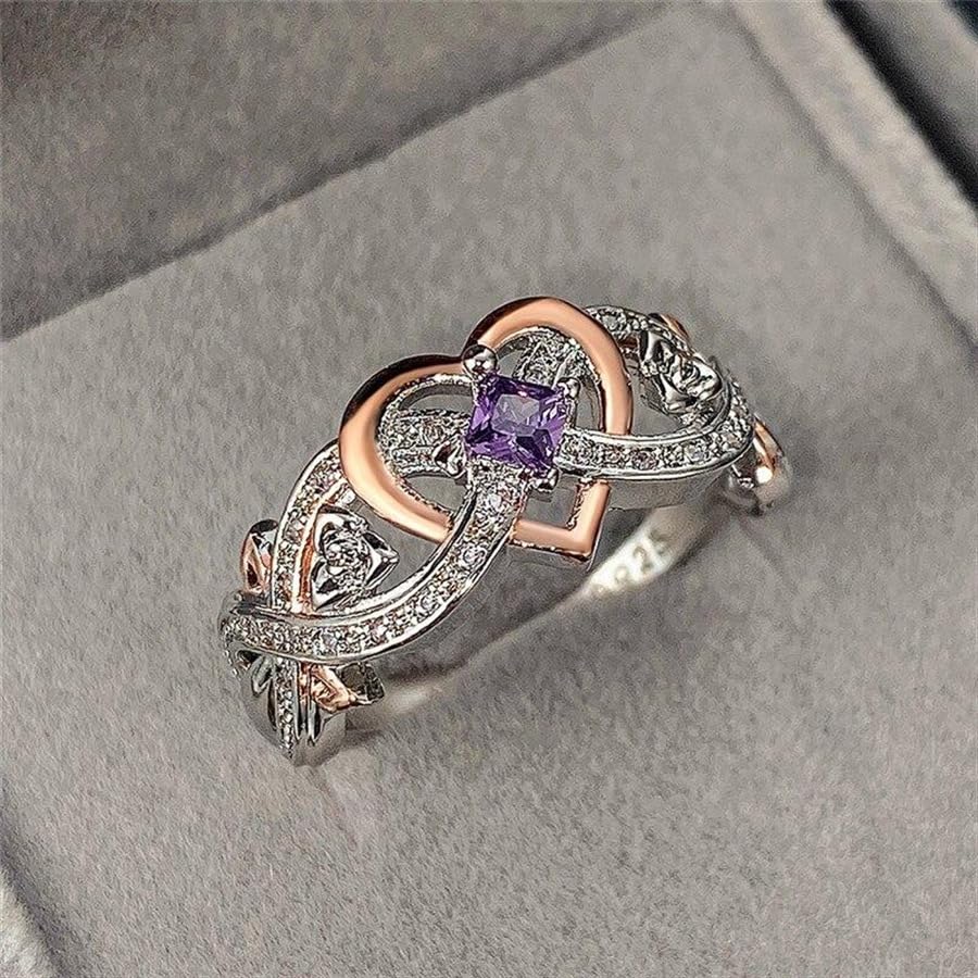 1pc Elegant Women's Ring with Purple Zirconia - Anniversary, Engagement & Wedding Gift for Her3
