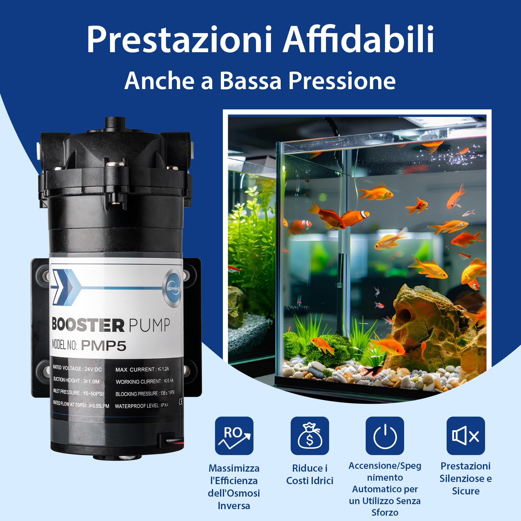 iSpring RCC1DP Sistema RO/DI Senza Serbatoio, Filtraggio Dell'acqua ad Osmosi Inversa Deionizzazione a 5 Stadi, Alte Prestazioni da 150 GPD per Acquario con Filtro Dell'acqua DI e Pompa