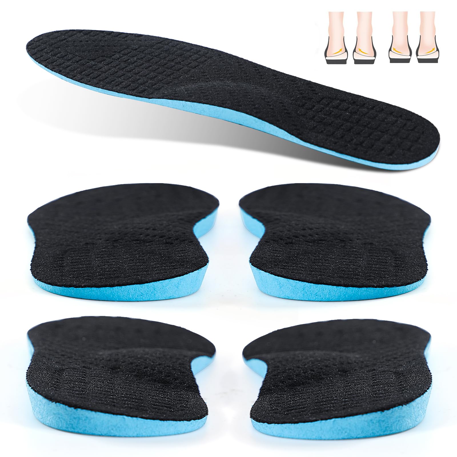 XINIFOOT Pronation Insoles for Men & Women, Plantar Fasciitis Orthotic Insoles for Rectify Flat Feet,O/X Type Legs,Bow Legs,Heel Pain (Color: Pronation Insoles)