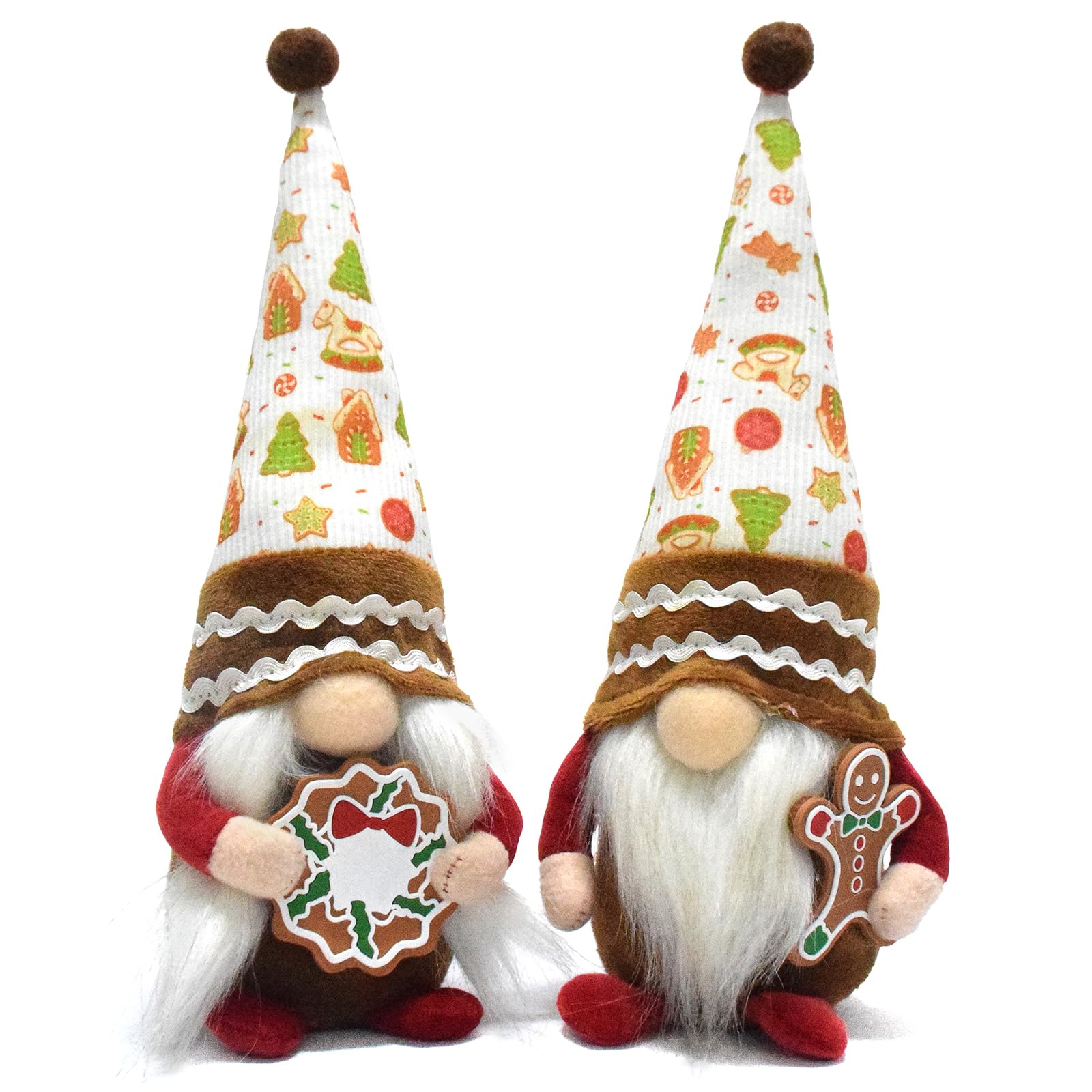 2 Pcs Christmas Gnomes Plush Gifts Gingerbread Cookies Gnome Swedish Tomte Doll Xmas Elf Ornaments Handmade Cartoon Cute Coffee Gnome Home Kitchen Decor