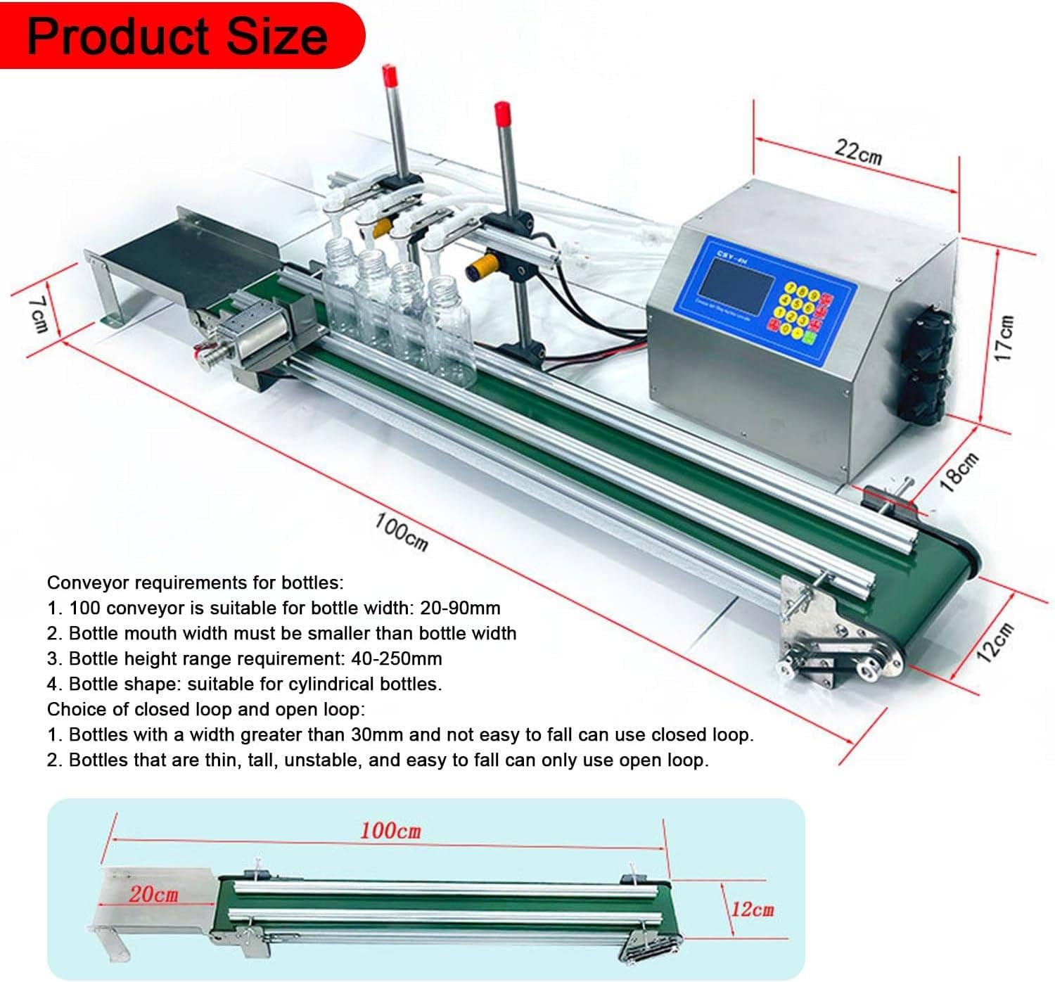 Máquina eléctrica de llenado de líquidos, bomba de control digital para botellas de 0 a 300 mm, ideal para aplicaciones de llenado de perfume, jugo y aceite