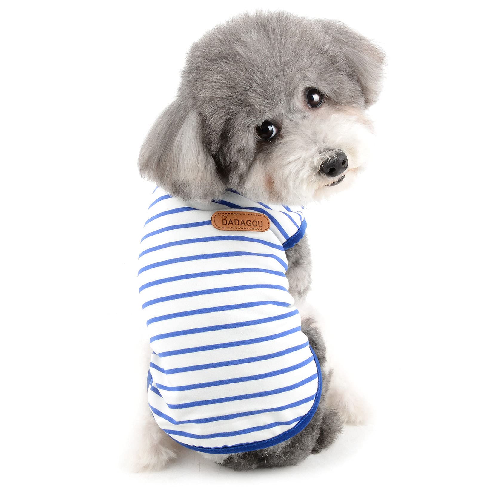 Zunea Dog Shirts for Small Dogs Summer Puppy Pet Clothes T-Shirts Soft Cotton Vest Striped Breathable Sleeveless Tank Top Pet Cats Chihuahua Basic Tee Shirt Apparel for Dogs Girls Boys Blue XXL - Image 2