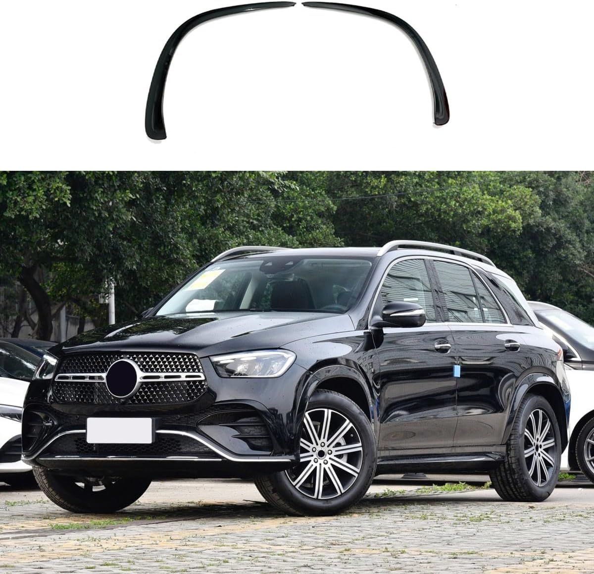 Car Accessories Fit For Mercedes-Benz GLE 350 450 W167 2020 2021 2022 Front Side Fender Vent Air Outlet Fog light Bezel Cover Trims (Glossy Black) 2PCS ABS