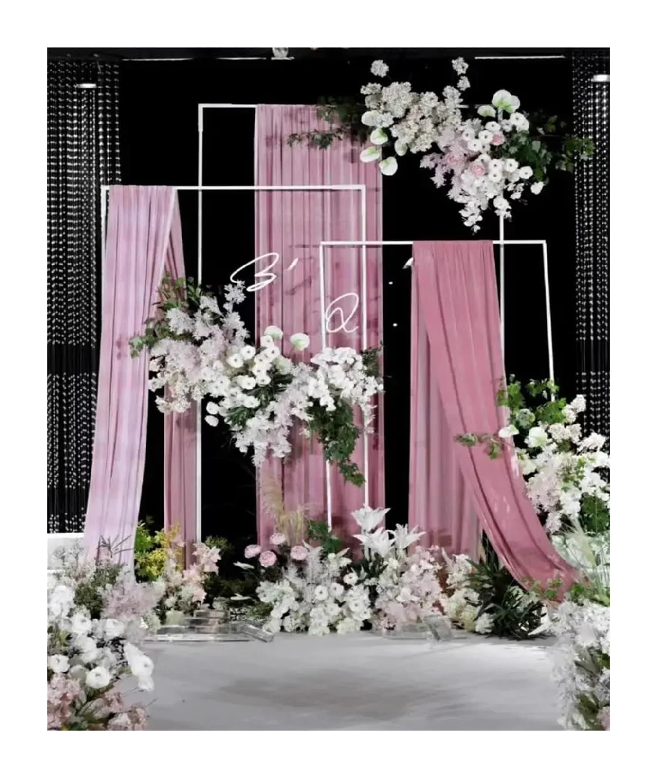 Genérico 4 Uds. Accesorios de Boda Estante de Pantalla de Hierro Marco Rectangular Arco de Flores Soporte de Cartel de Bienvenida guía de Carretera, decoración de Fondo de Escenario(White 4pcs)
