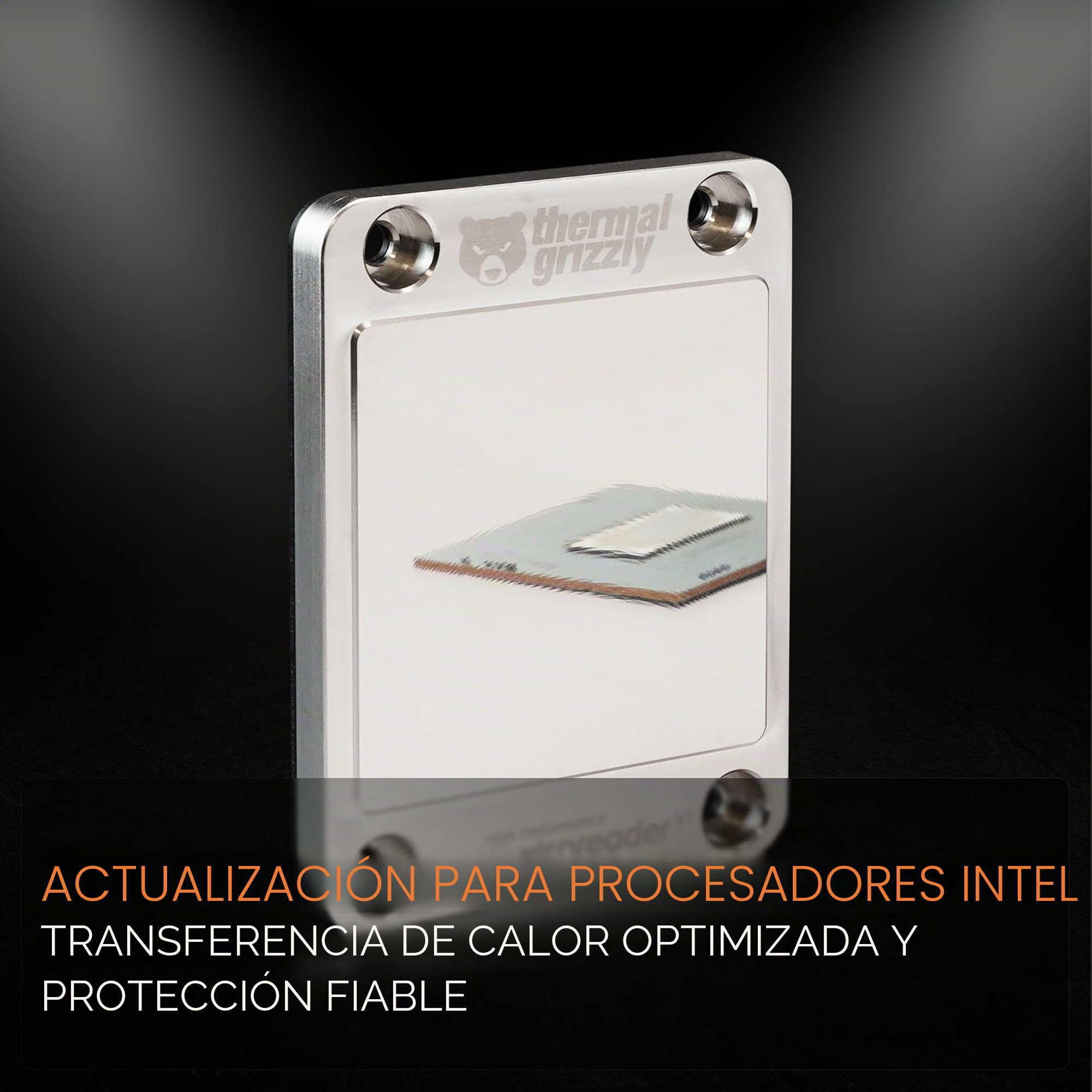 Thermal Grizzly Intel Heatspreader V1 - Difusor térmico de alto rendimiento para CPU Intel - Superficie de precisión fresada con diamante y niquelado - Fabricado en Alemania