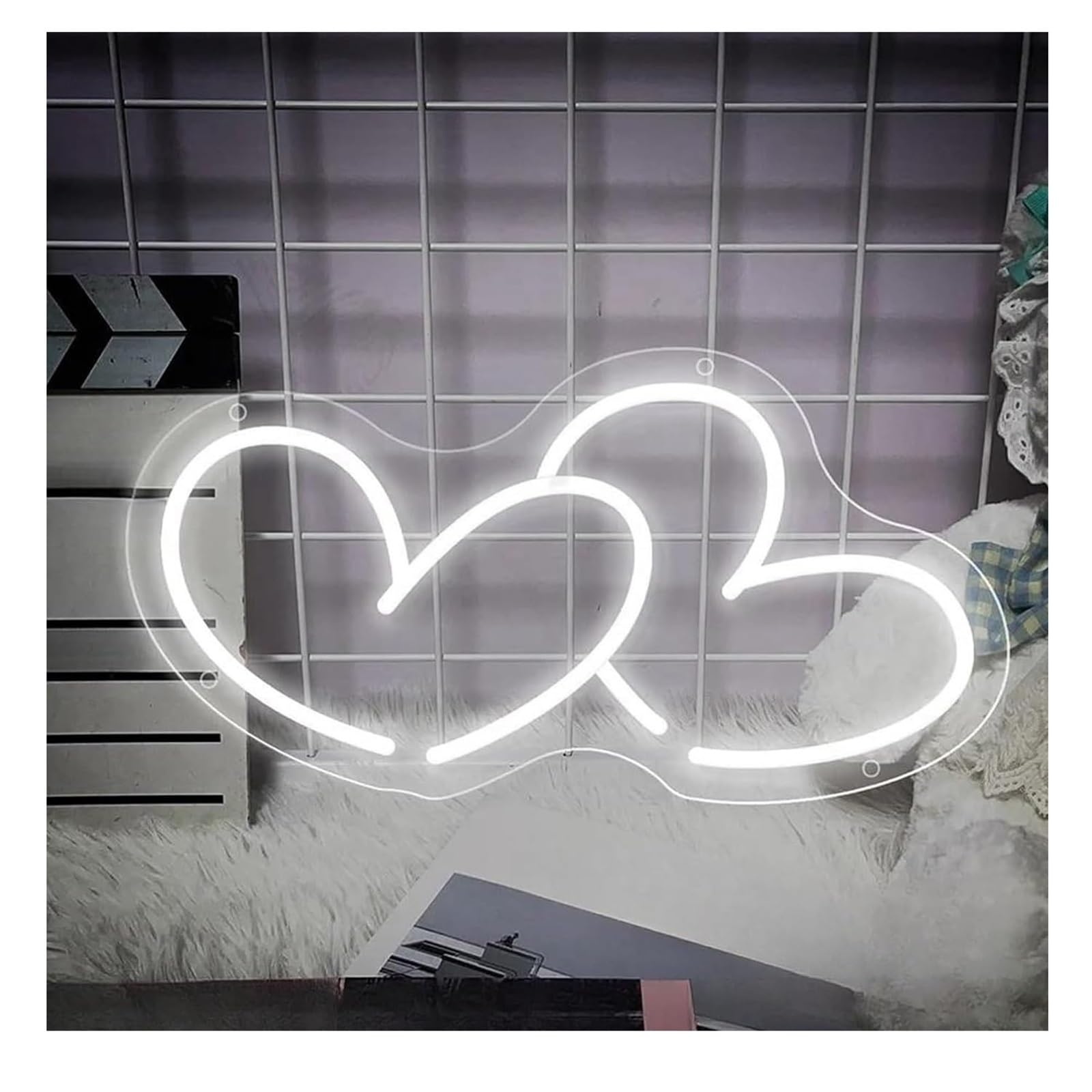 Per insegne al neon a forma di cuore, luci alimentate utilizzate per feste matrimonio(50cmx26cm E)