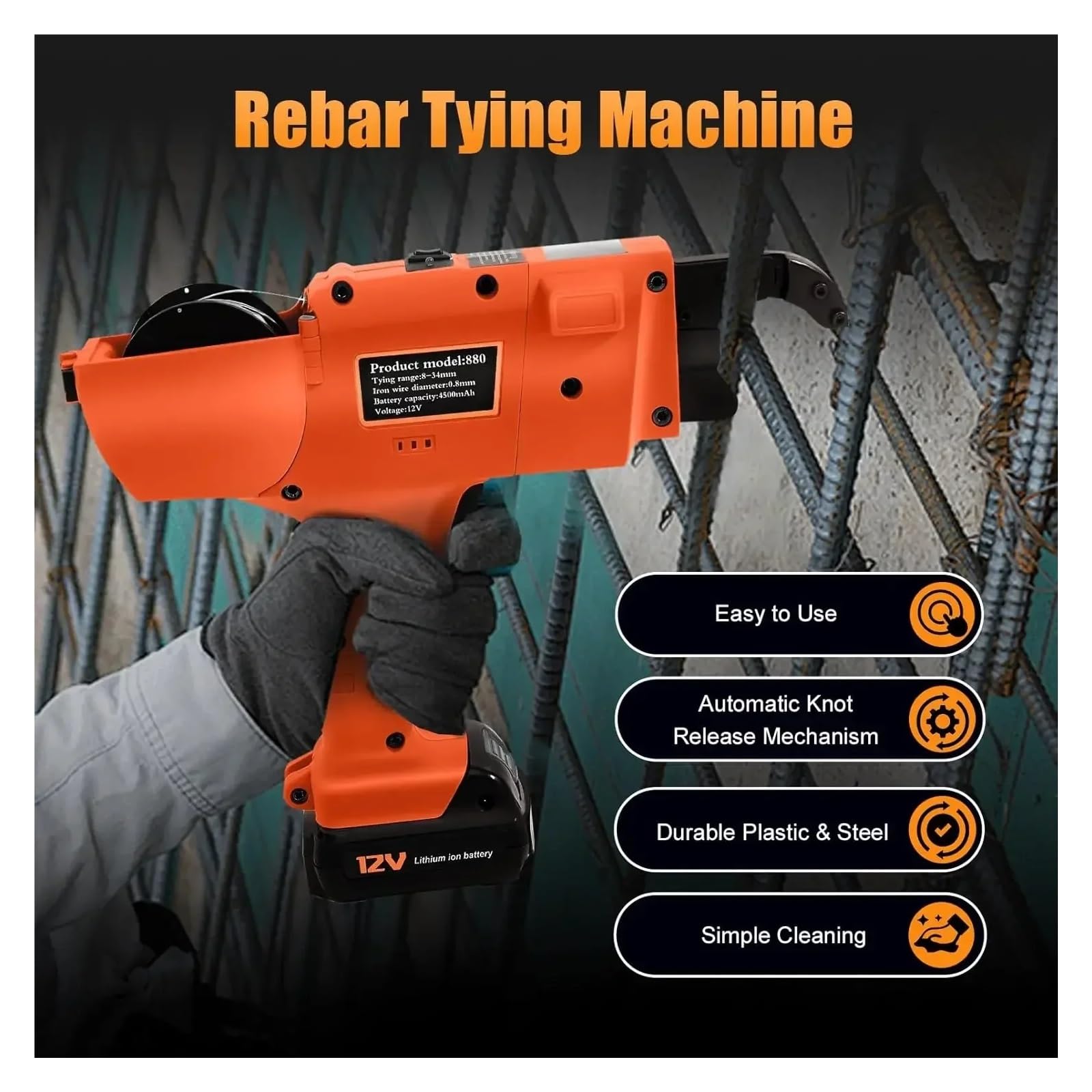 Dispositivo De Unión Refuerzo Automático 8-34 Mm Inalámbrico Con 2 Baterías 4500 MAh, Profesional For Obras Construcción Flejado RáPido