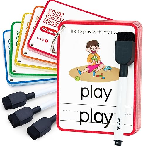 Sight Words Kids Writing Flash Cards, 220 Dolch & Fry Juego de palabras de vista de alta frecuencia, juguete educativo Montessori para preescolar