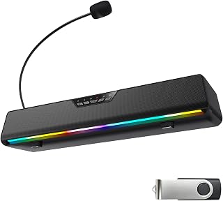 Bluetooth 5.1 Sound Bar Speaker for Computer,USB Plug & Play RGB Sound Bar Speaker Gaming Speakersr Desktop Speaker,PC Speaker,Laptop Speaker,Tablet Speaker