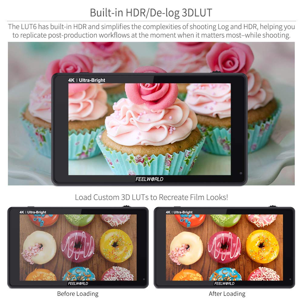 Amazon | FEELWORLD LUT6 6インチ 超高輝度 2600nits HDR / 3D LUT