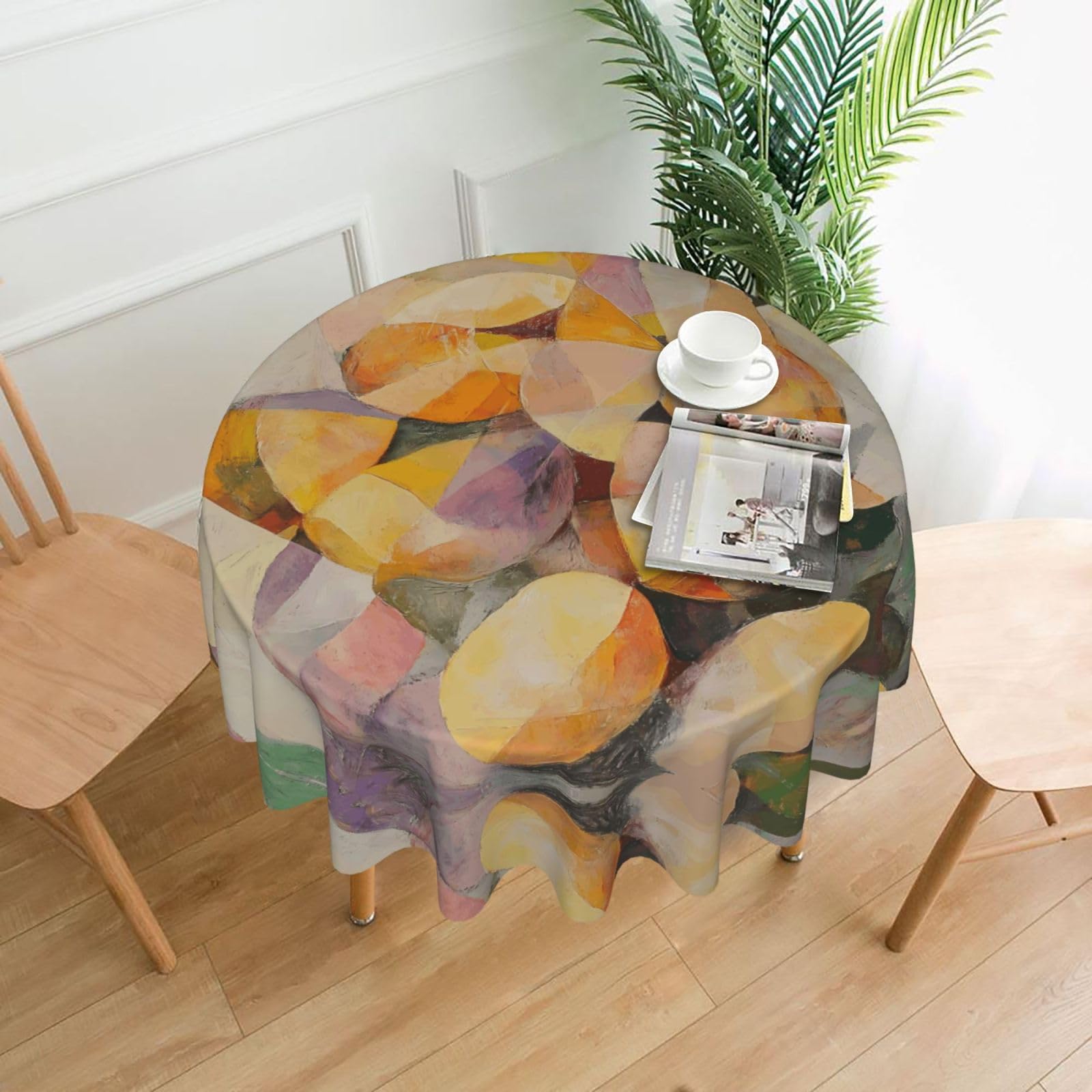 HLBSDM Abstract Potato Colors Printed Practical Round Tablecloth, Durable, Suitable for Home, Restaurant, Hotel, Gathering, and Decorative Table Covers