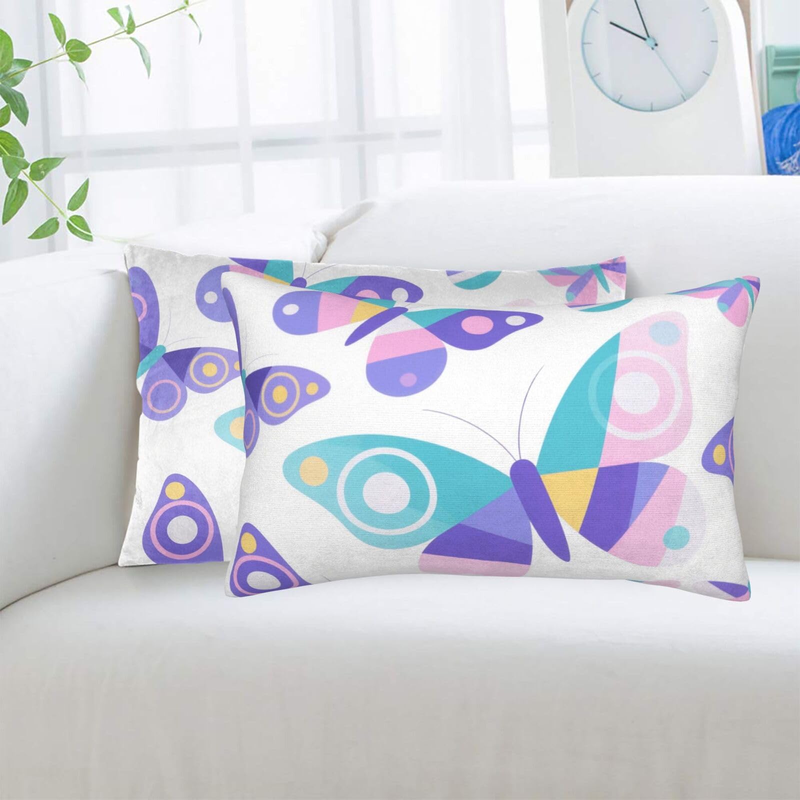 2 Pack Standard Pillowcases Sets, Ultra Soft Comfort Microfiber Plush Pillow Cases Butterflies-1 Decorative Throw Pillow Cover with Hidden Zipper for Bedroom, Sofa, Couch,20"X30"