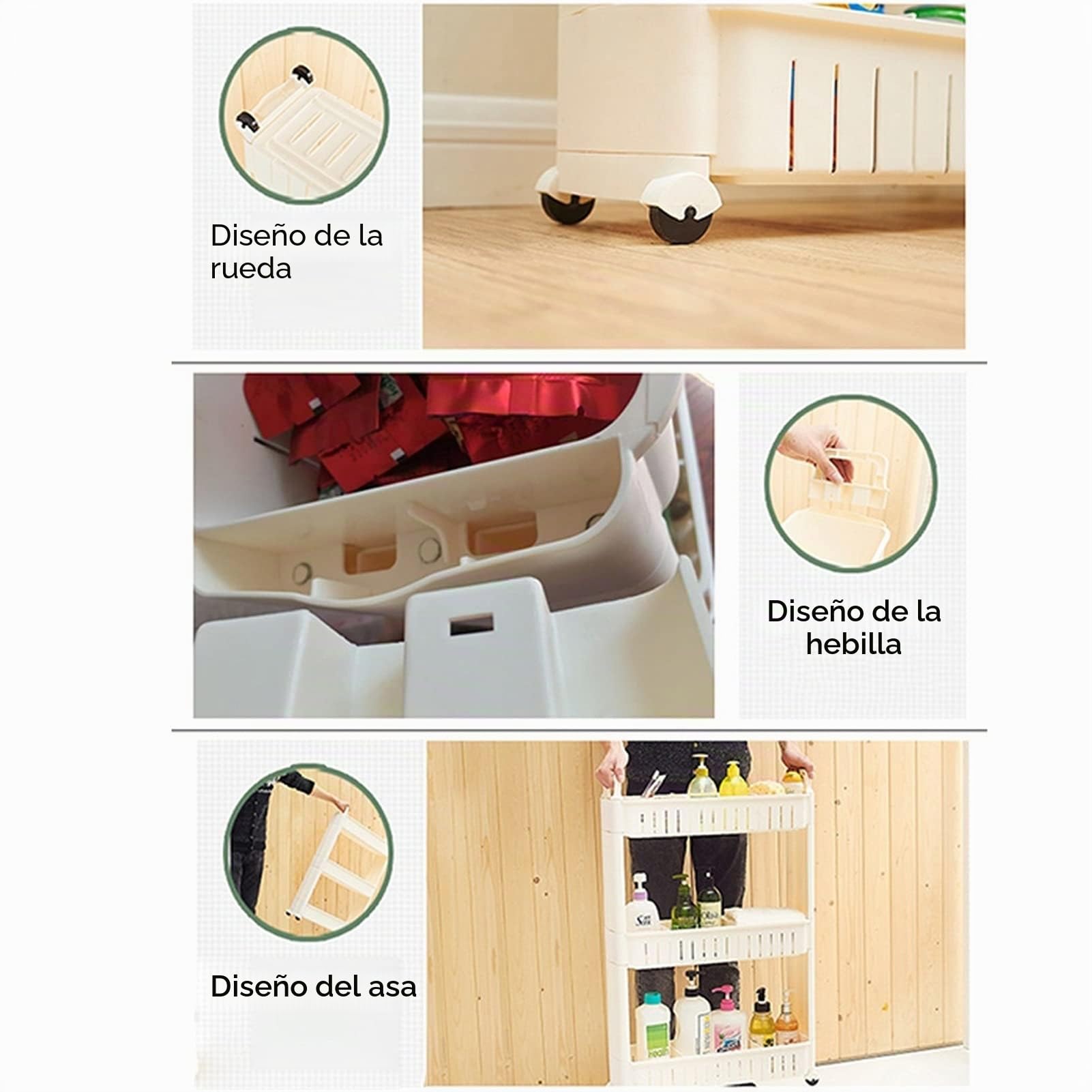 Carrito De Almacenamiento Blanco De 10 Cm De Ancho, Carrito De La Cocina, Carro De Almacenamiento con Ruedas For La Cocina De Cuarto De Baño De Lavandería, con Manijas
