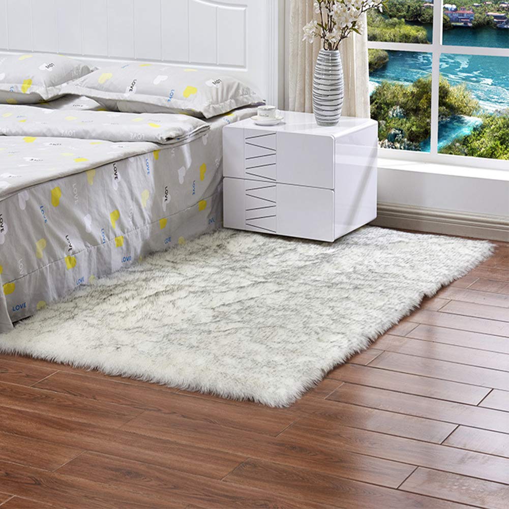 GUOCU Shaggy Rectángulo Alfombras Pelo Largo,Moquetas Dormitorio Alfombras Salon Alfombras pie de Cama Antideslizante Alfombras Pasillo,Alfombra Felpa para Sala de Estar Sofá Silla Cojín A 40x60CM