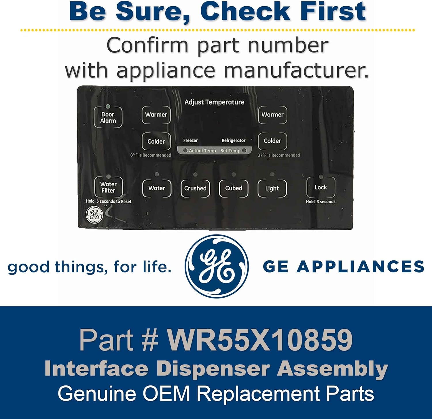 GE WR55X10859 Genuine OEM Interface Dispenser Assembly (Black) for GE Refrigerators