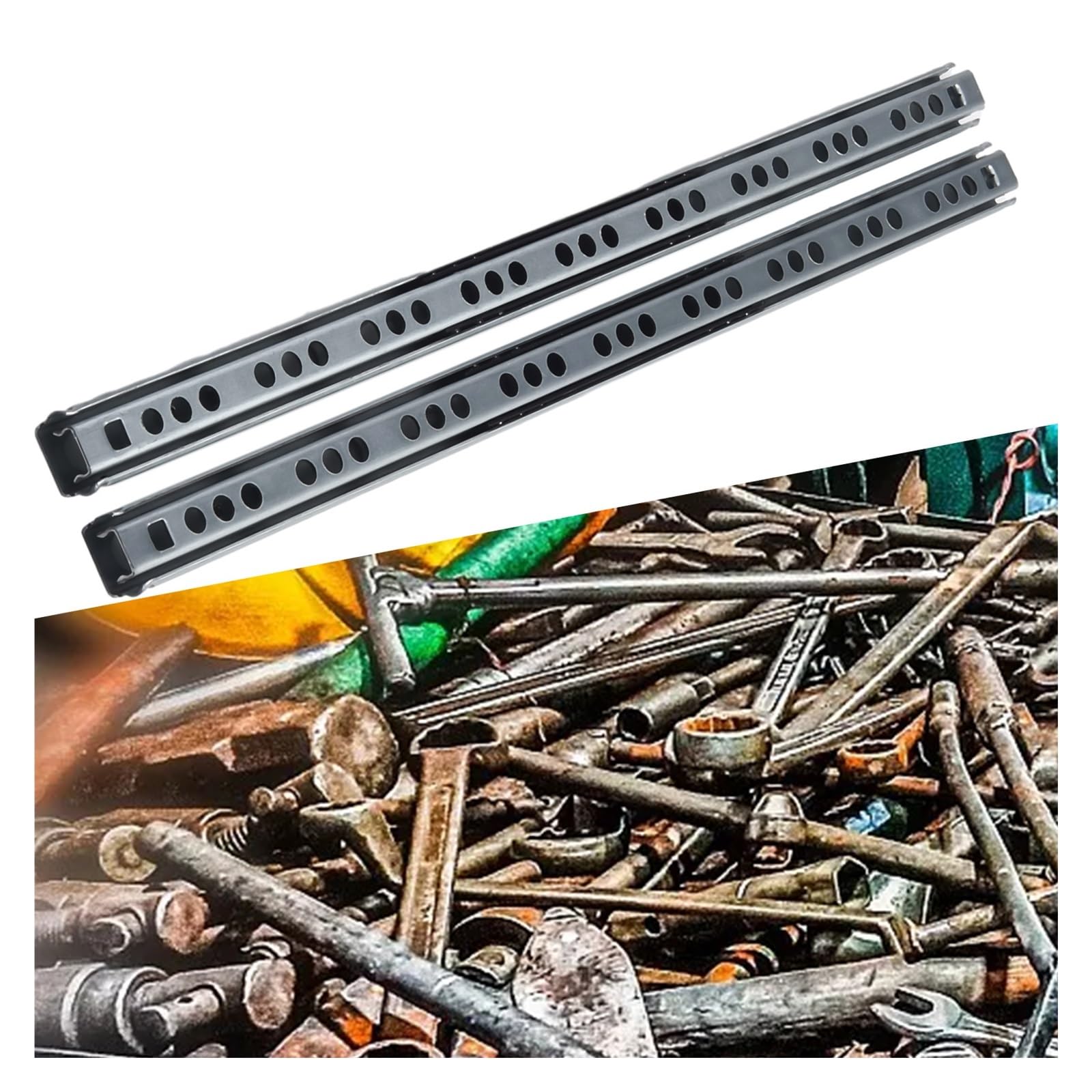 Schubladenführungen aus verzinktem Metall, 4er-Pack