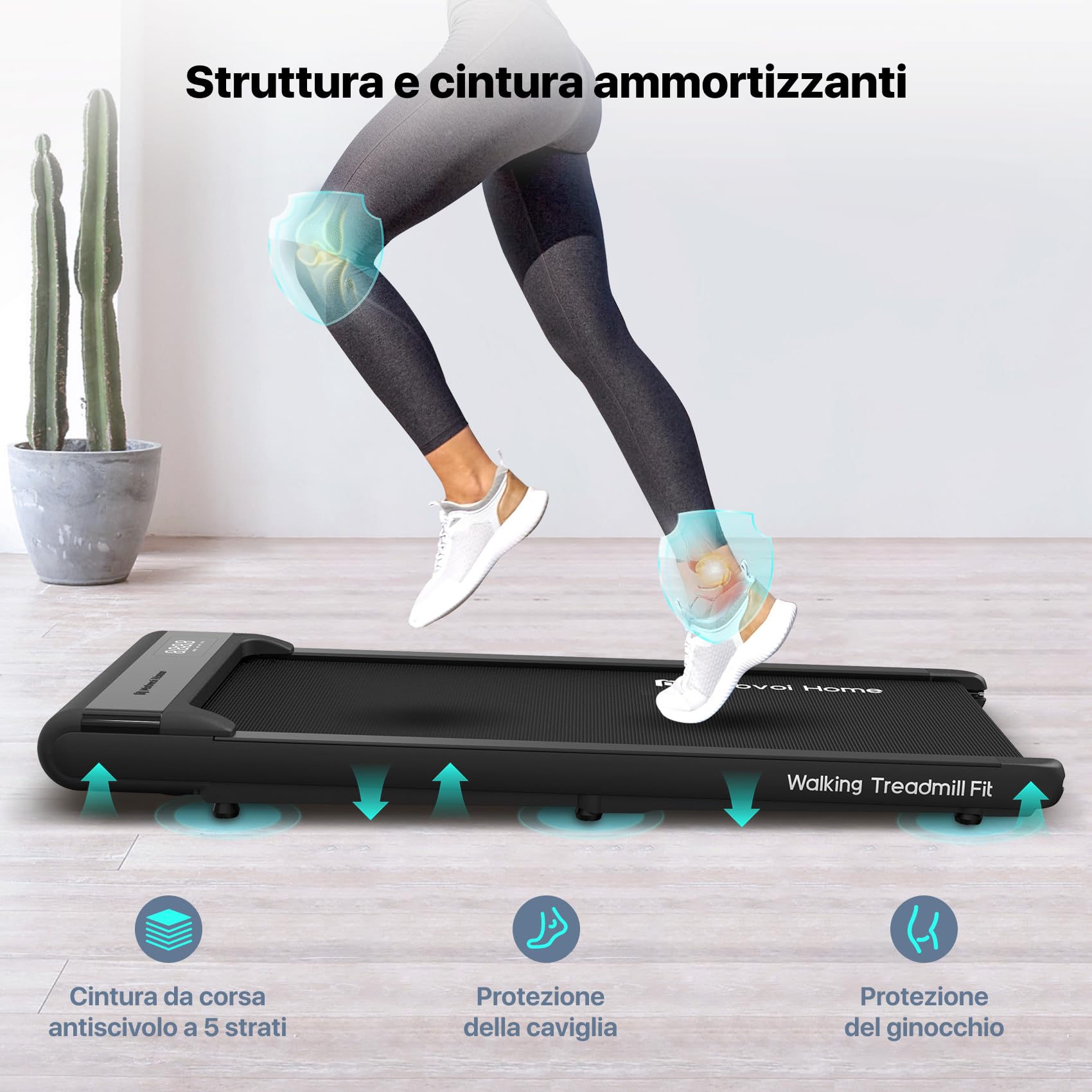 Mobvoi Walking Pad Tapis Roulant Intelligenza AI sotto la scrivania Portatile 2 in 1 per casa e ufficio Camminata Jogging Macchina da corsa, APP TicSports, telecomando Facile da riporre 6 km/h 120 kg