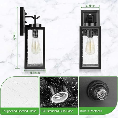 Miniatura 5 de Paquete de 2 faroles de pared para exteriores del atardecer al amanecer con sensor accesorios de luz exterior para porche montaje en pared 100