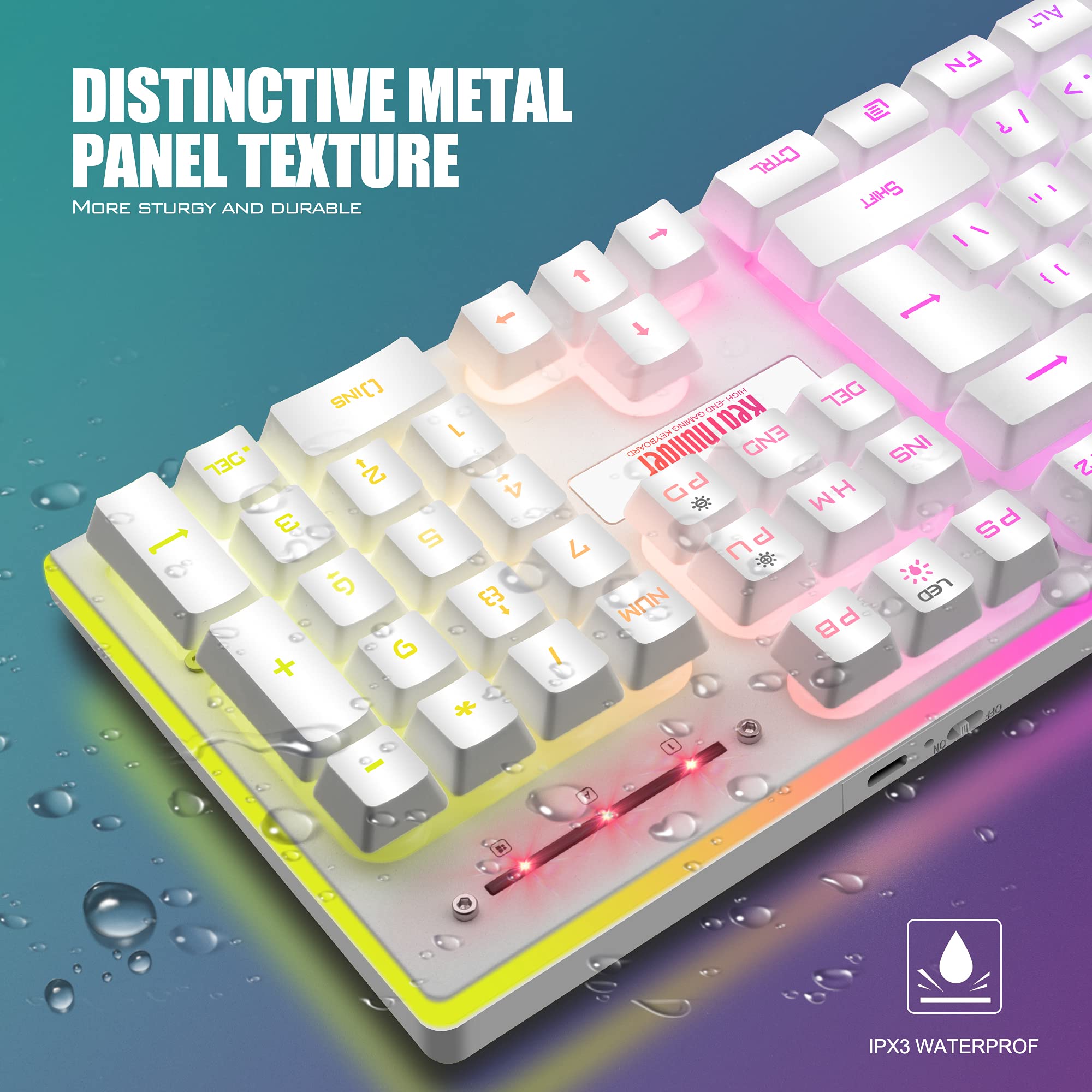 RedThunder K10 Wireless Gaming Keyboard, Rechargeable 3000mAh 2.4G LED