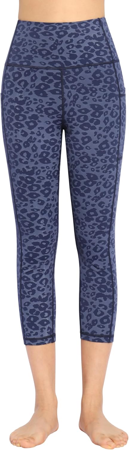 Neonysweets Womens Printed Tummy Control Yoga Workout Leggings Pocket