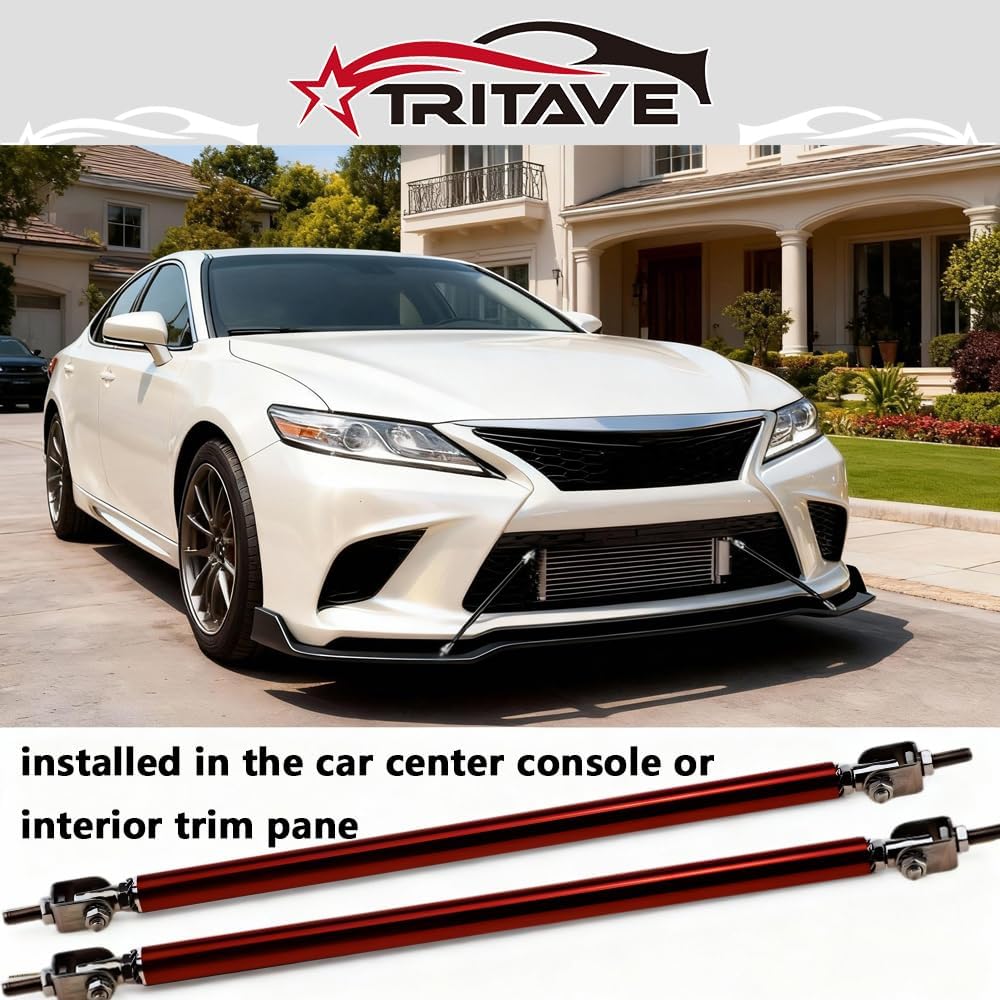 Splitter Strut Rods Universal "8-11" Adjustable Front Lip Support Strut Rods (2PCS) - Red Finish