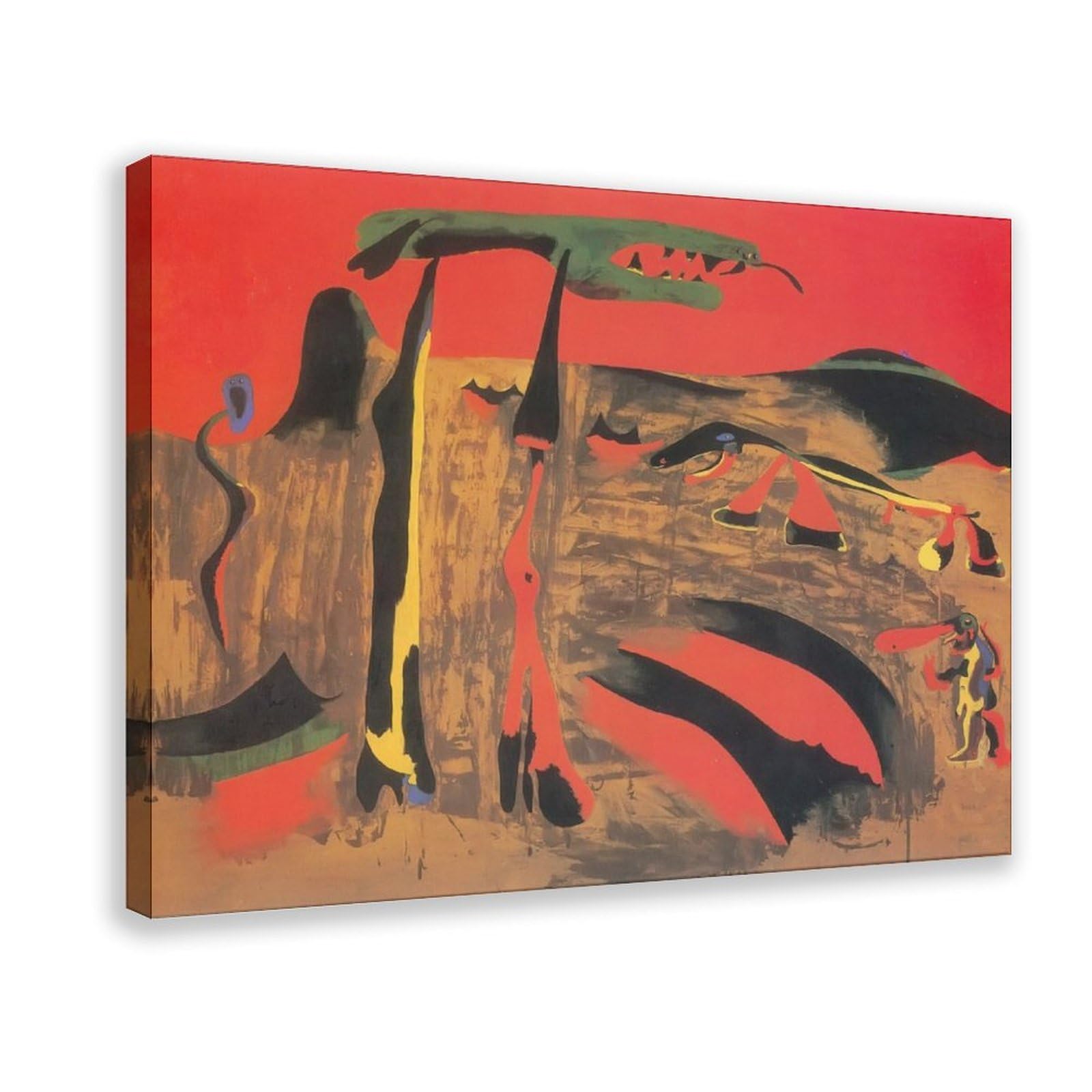 WCYB Figures In Front Of Nature 1935 by Joan Miro Prints Posters Canvas Deco Paintings Wall Art For Office Living Room Frame 20" L X 30" W