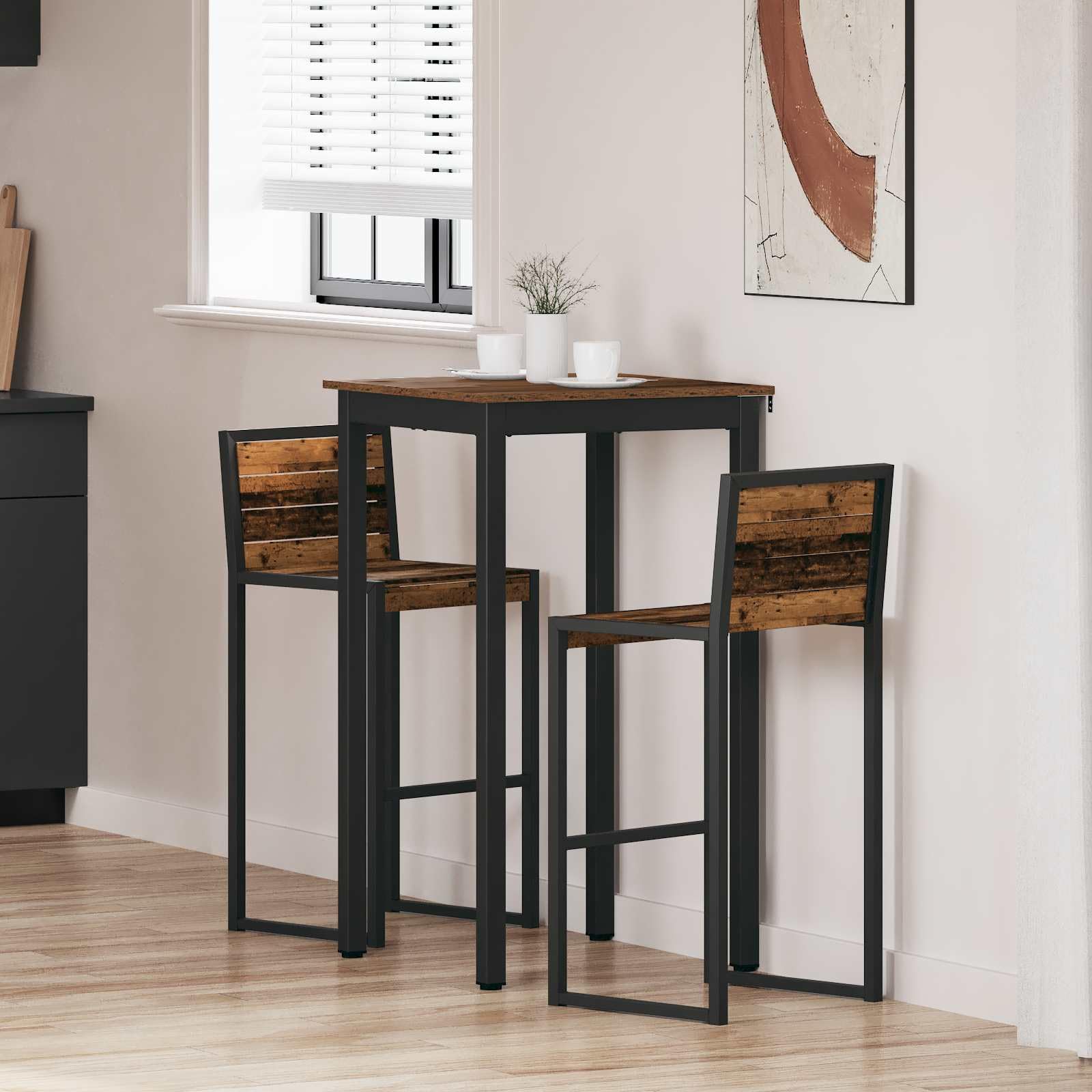 Table mange-debout en bois 60x60 cm pour cuisine et repas
