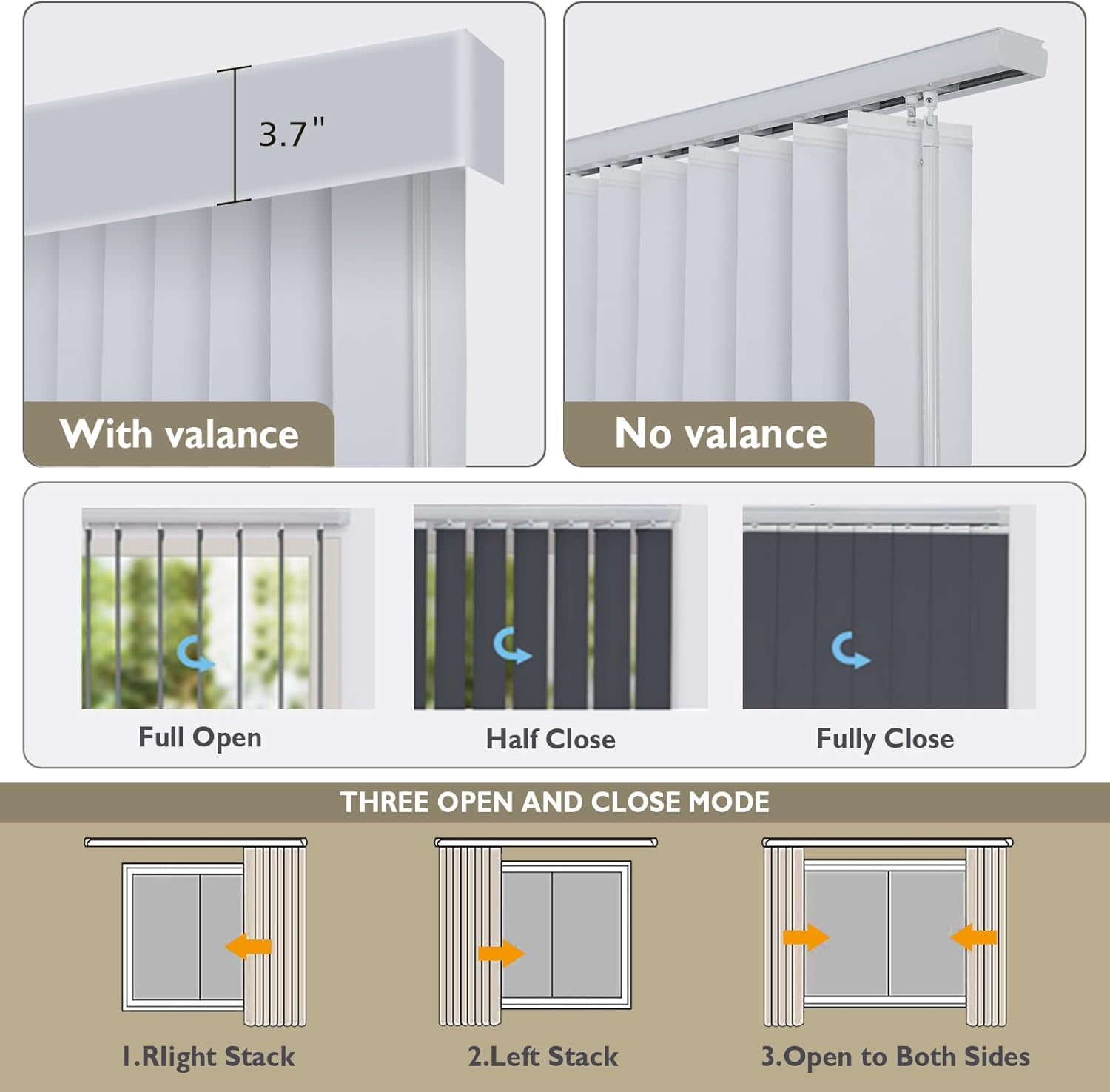 Letau Cordless Custom No Drill 98% Blackout Vertical Blinds for Window, Room Divider, Door Blinds, Blinds for Sliding Glass Doors, Temporary Wall, Closet Curtain, Woven Pure White