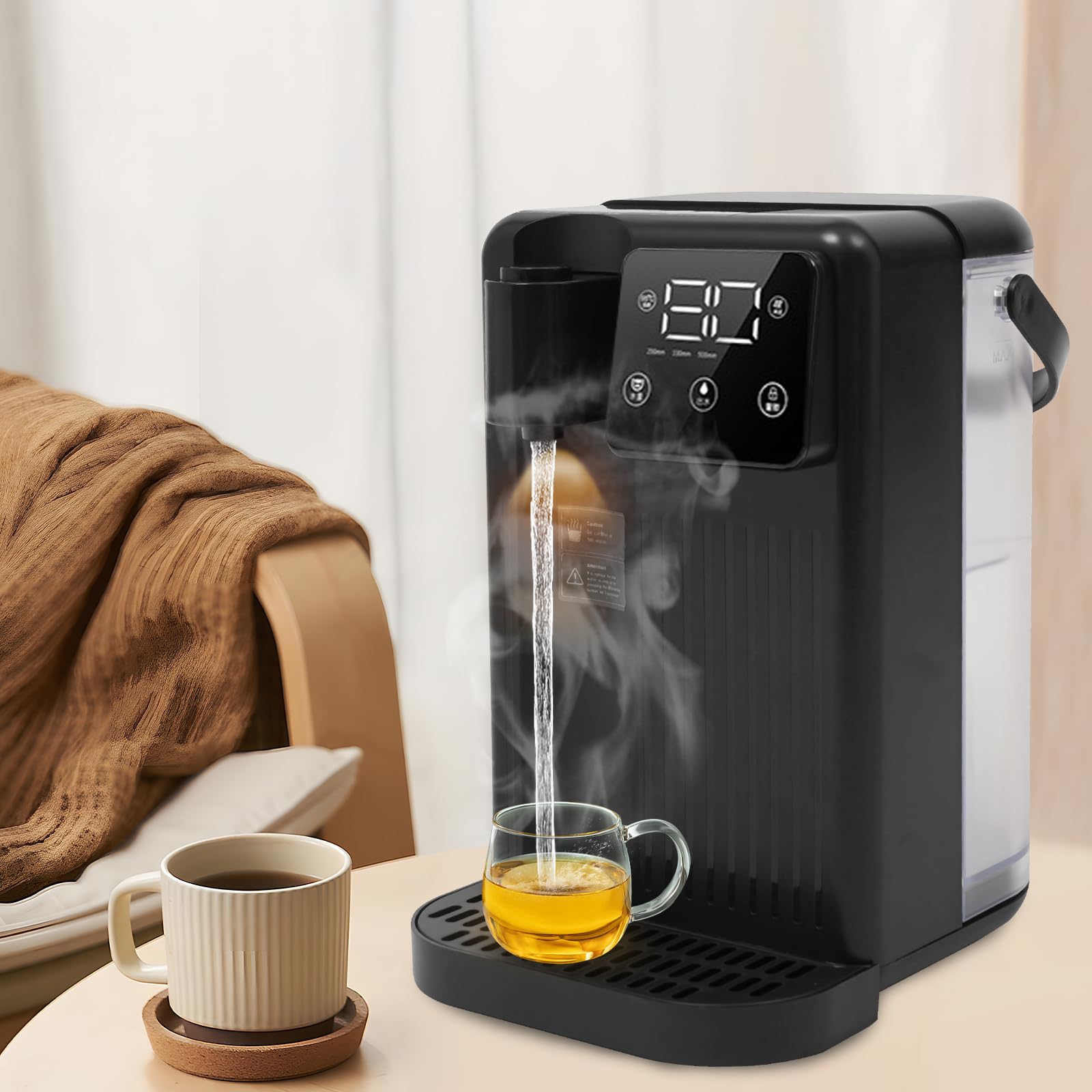 Fontana ad acqua calda 1700 W, dispenser acqua calda 3 secondi, riscaldatore acqua istantaneo 3 L, bollitore elettrico senza fili con temperatura regolabile, per caffè tè e ufficio casa