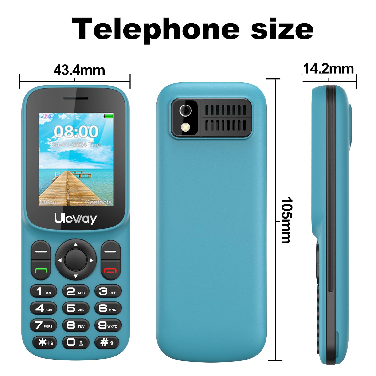 4G LTE Telefon Mini Tastenhandy Ohne Vertrag Tastentelefon Einfach Mobiltelefon 1.7 Zoll Farbdisplay Bluetooth 1000mAh Lange Standby-Zeit Dual SIM Tragbar Seniorenhandy mit LED-Taschenlampe