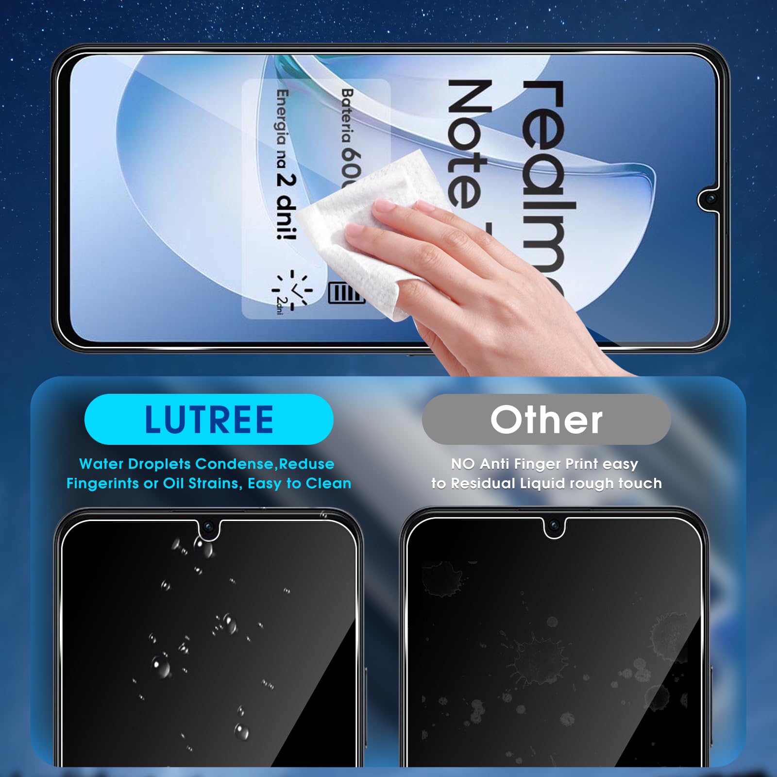 2 Pezzi Vetro Temperato + 2 Pellicole Fotocamera Per Realme Note 70T – 9H Anti-Graffio, HD E Senza Bolle