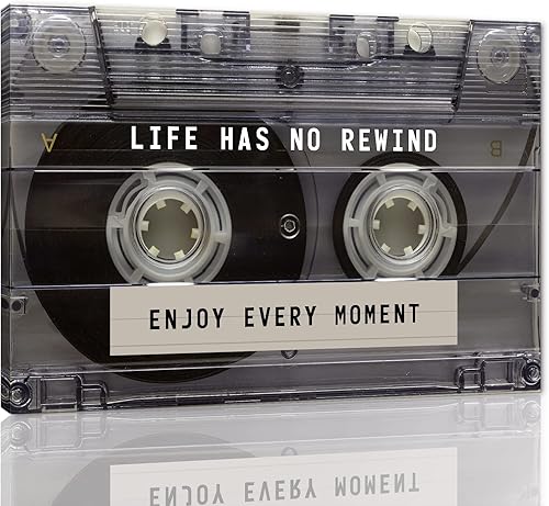 Arte de pared motivacional  Decoración de pared inspiradora de oficina, cinta de cassette retro, pintura en lienzo, póster de música, citas