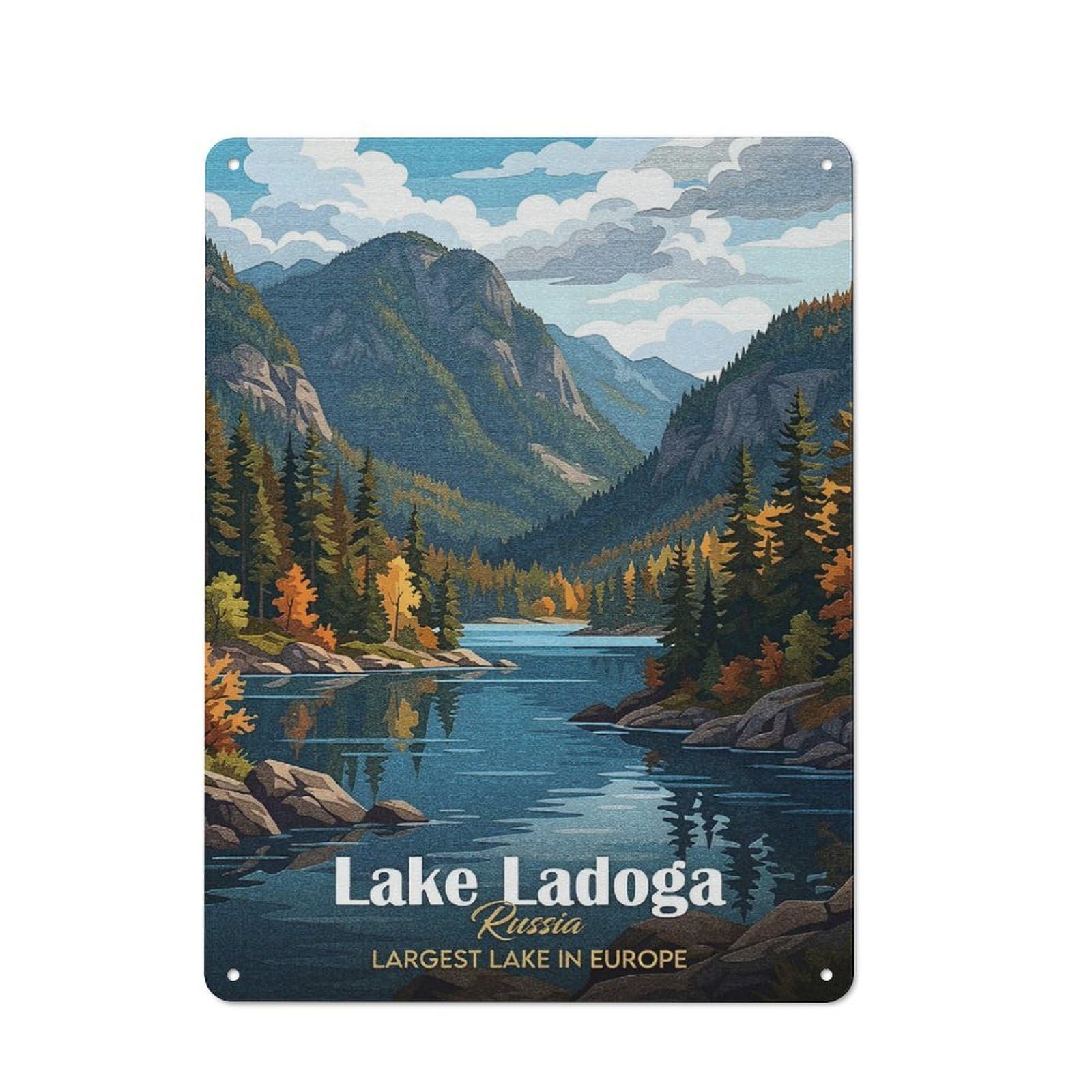 Cosy Lake Ladoga, Russia Landscape Art Metal Plaque 40x30cm, Kitchen Wall Decor for Kitchen, Cafe, Pantry Or Dining Room