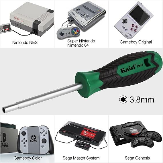 Kaisi Gamebit Screwdriver Set 3.8mm and 4.5mm Security Screwdriver Bit for Opening Nintendo, Sega Consoles and Game Cartridges