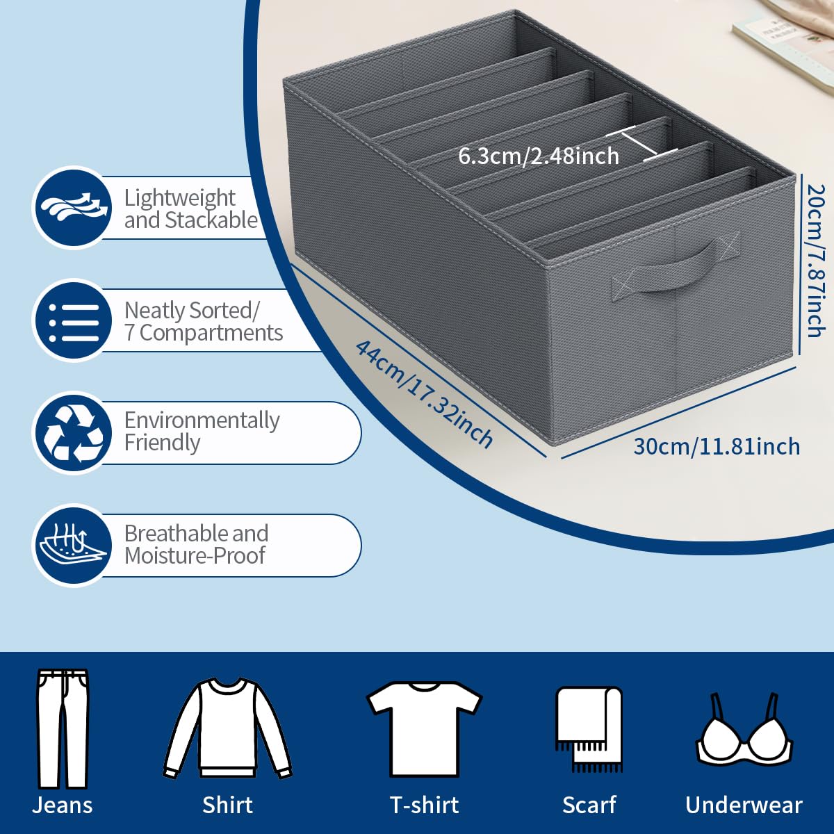 Flokoo - Kleding Organizer - 3 Stuks - Wit